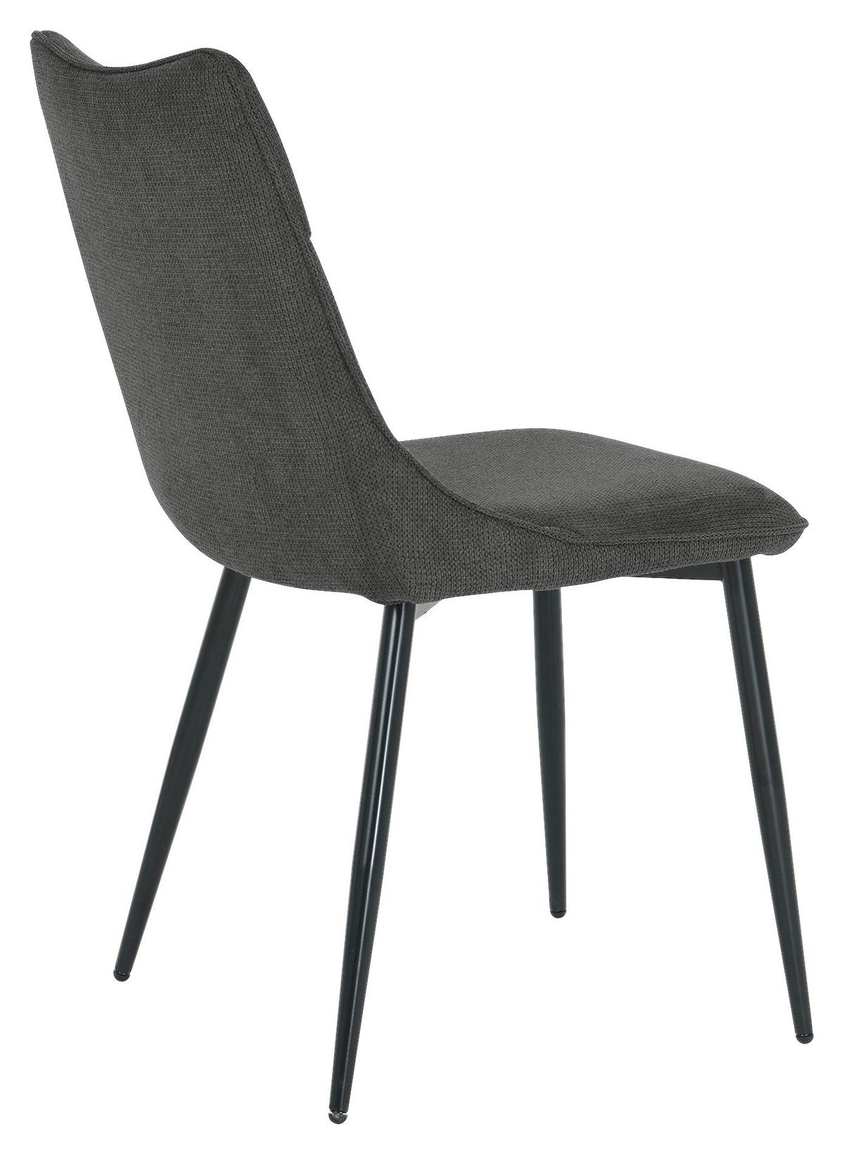 Esszimmerstuhl Carlo Anthrazit, Schwarz 2er Set - Anthrazit/Schwarz, Design, Textil/Metall (59/88/47cm) - MID.YOU