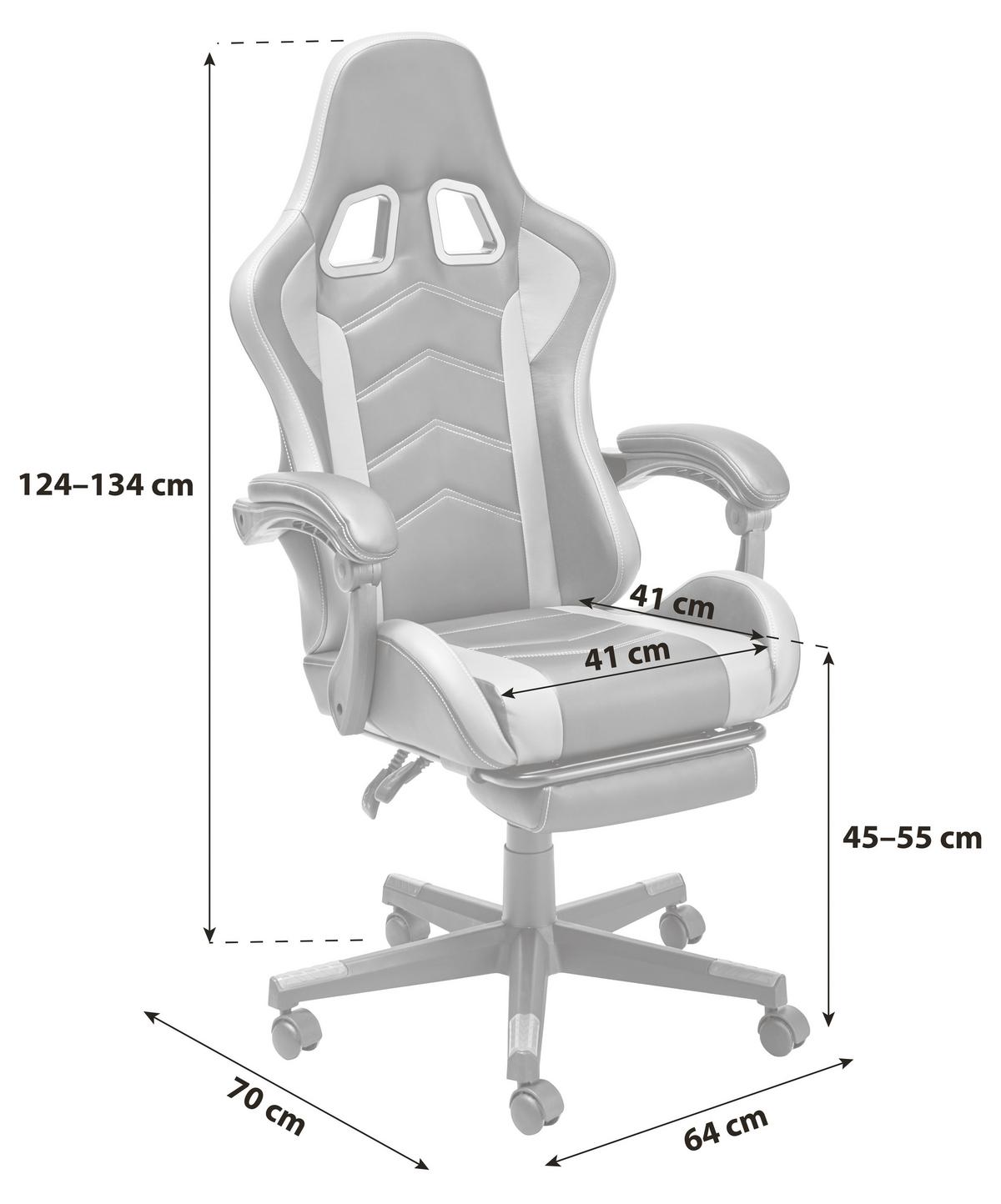 Gaming Stuhl Miami Grau/Schwarz - Schwarz/Grau, LIFESTYLE, Kunststoff/Textil (64/124-134/70cm) - Livetastic