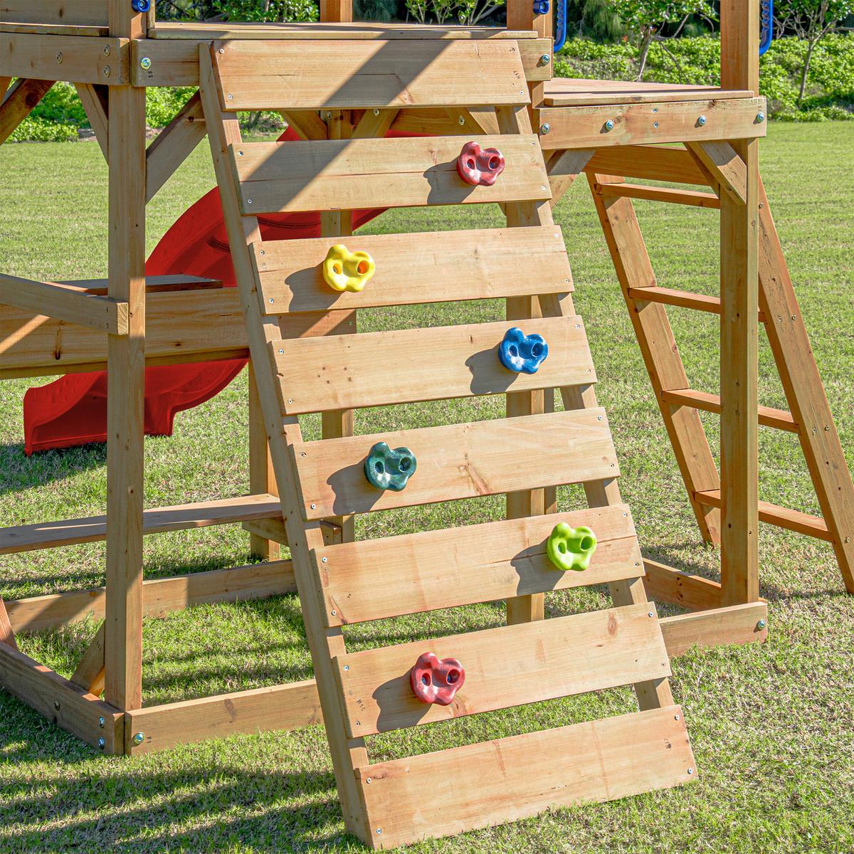 Spielturm mit Rutsche Rot - Anthrazit/Rot, Basics, Holz/Kunststoff (482/500/338cm) - Ambia Garden