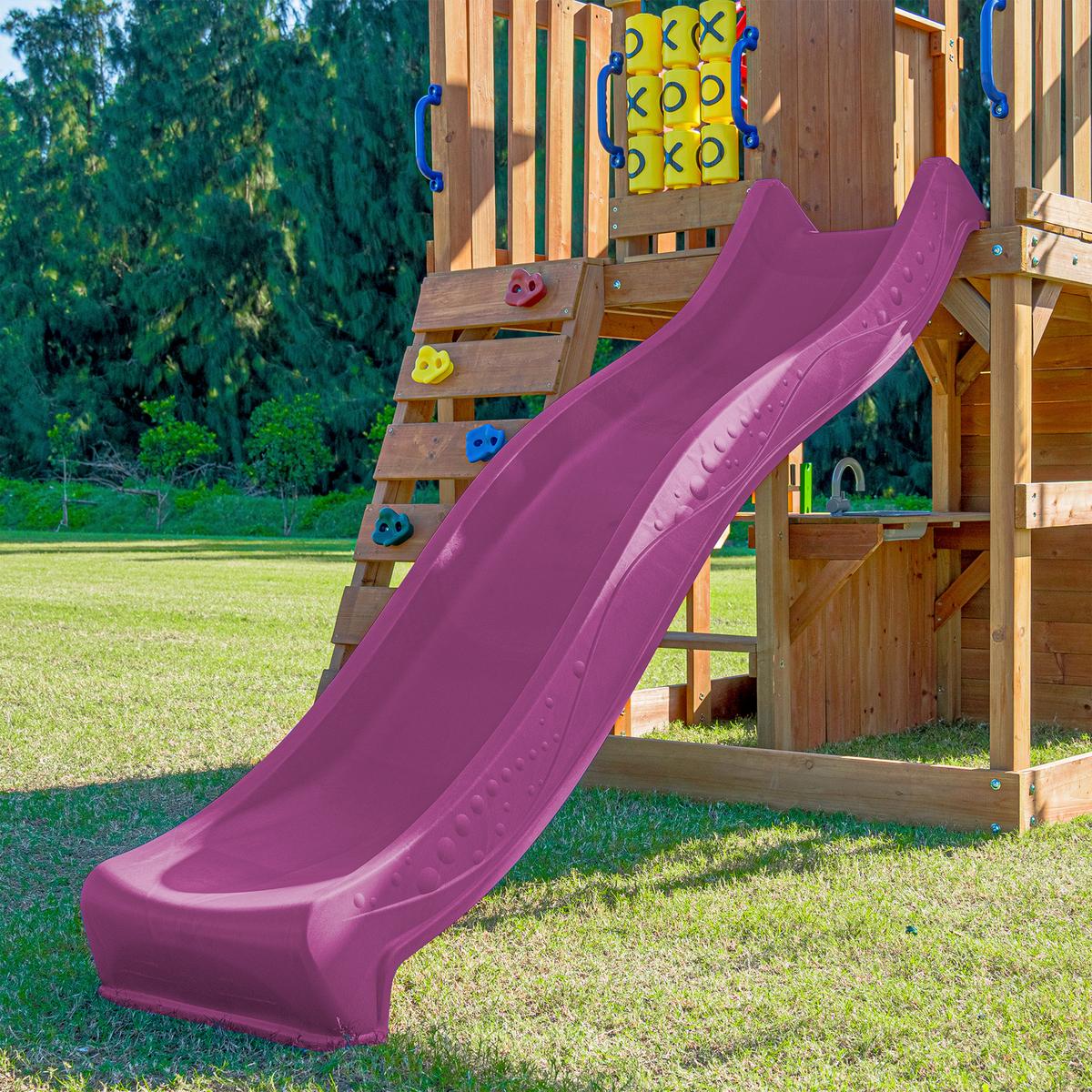 Spielturm mit Rutsche Lila - Anthrazit/Lila, Basics, Holz/Kunststoff (435/410/305cm) - Ambia Garden