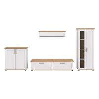 Wohnwand Verona Lärchefarben /Eiche Dekor B: 336cm - Lärchefarben/Schwarz, Design, Holzwerkstoff (336/161/40cm) - Livetastic