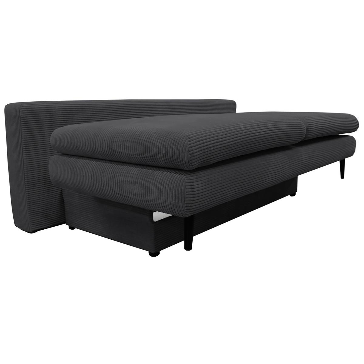2-sitzer-sofa Mit Schlaffunkt. Fiore Und Bettkasten Grau - Dunkelgrau/Schwarz, Design, Textil (202/85/99cm) - P & B