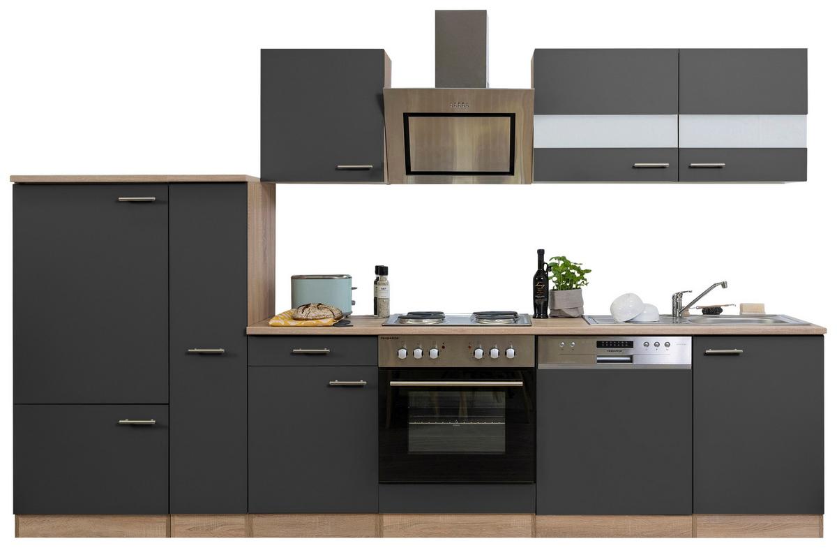 Küchenblock Merle Küchenblock 310 cm - Eichefarben/Grau, Basics, Holzwerkstoff (310cm) - Respekta
