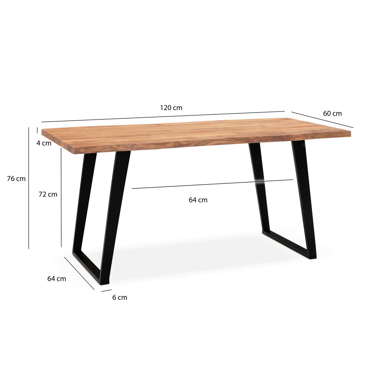 Schreibtisch Wl7.276 - Schwarz/Akaziefarben, MODERN, Holz/Metall (120/60/76cm) - MID.YOU