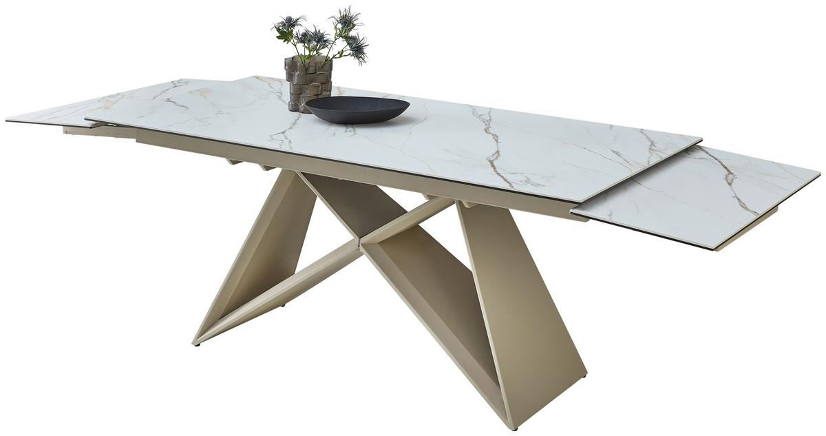 Jedálenský stôl keramika 180-260x90cm - biela/béžová, Modern, kov/keramika (180-260/76/90cm) - MID.YOU