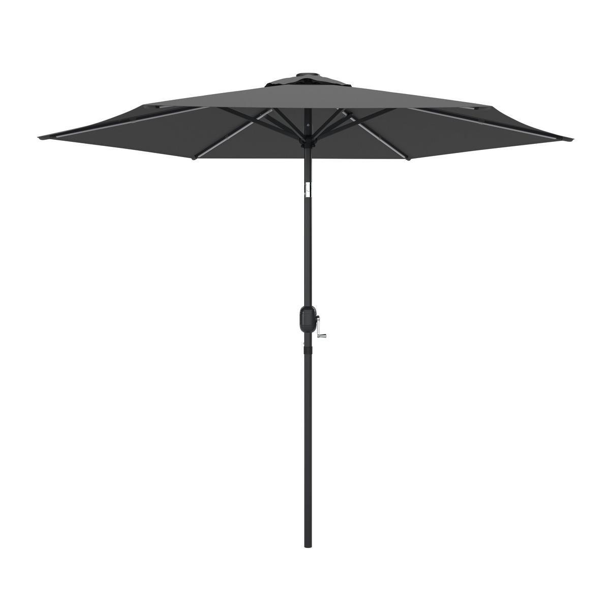 Sonnenschirm Led Dm: 270 Cm Led-Beleuchtung Dunkelgrau - Dunkelgrau, MODERN, Textil/Metall (270/236cm) - Beldano