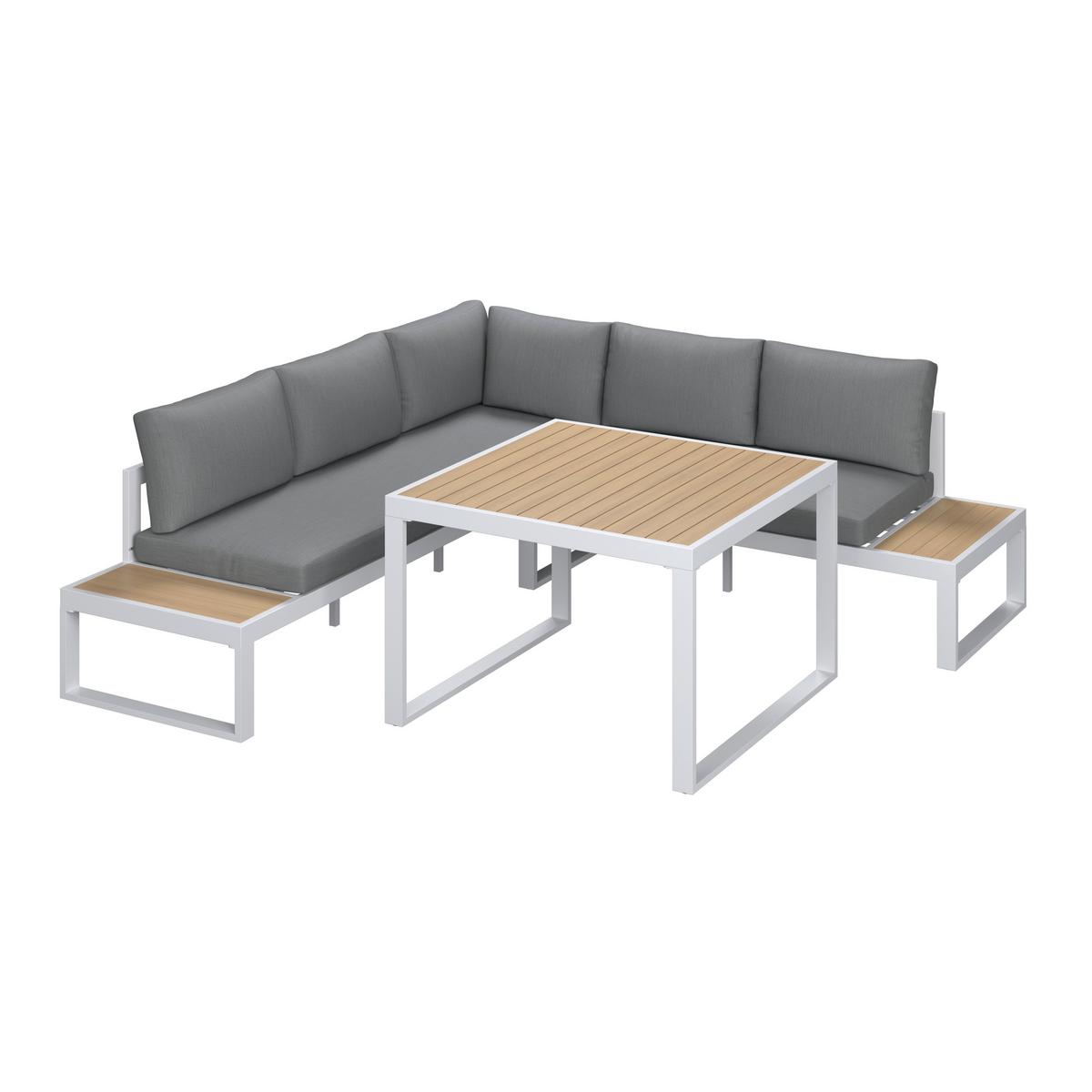 JEDÁLENSKÁ TERASOVÁ SÚPRAVA VENEYA - sivá/prírodná farba, Modern, kov/textil - Bessagi Garden