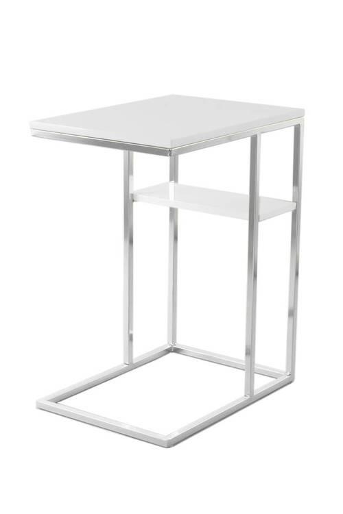 Beistelltisch mit Ablagefach Lucilla, Weiß/Silber - Silberfarben/Weiß, MODERN, Metall (48/35/62cm) - Kayoom