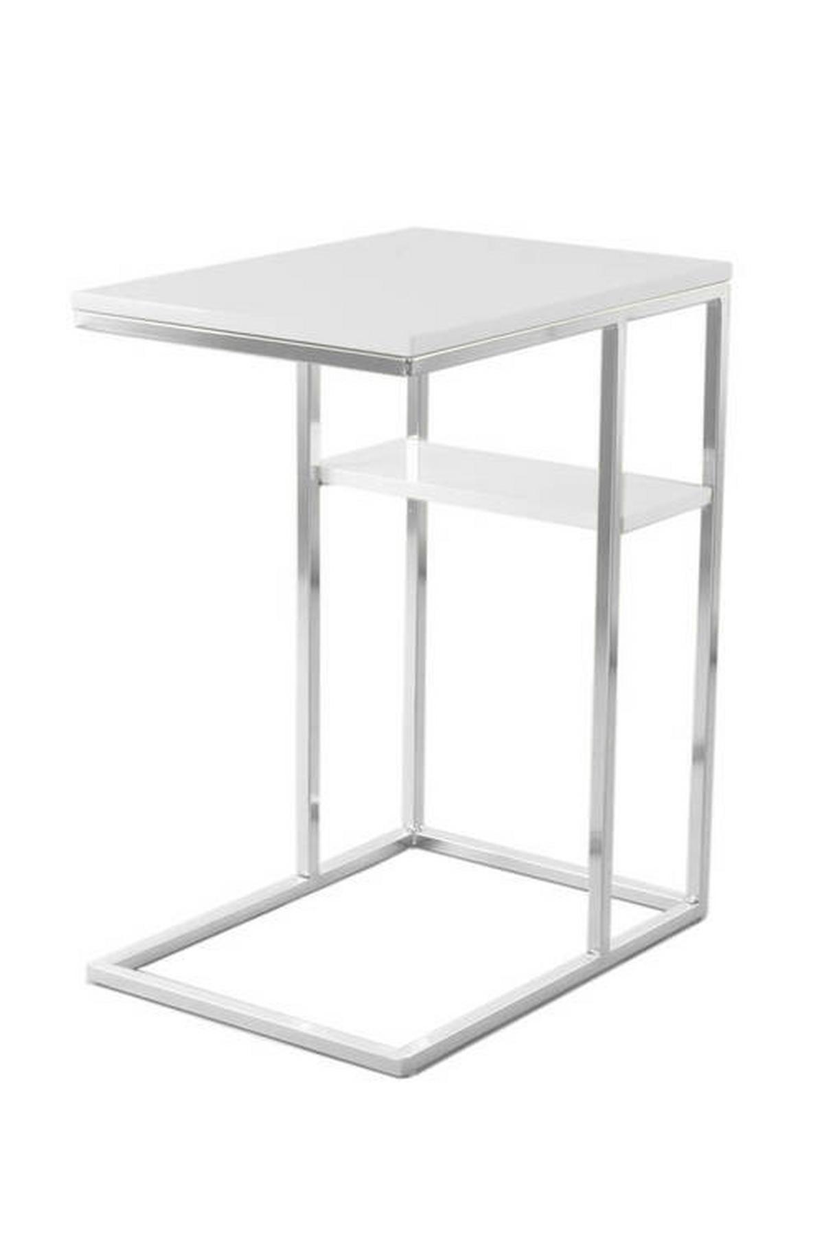 Beistelltisch mit Ablagefach Lucilla, Weiß/Silber - Silberfarben/Weiß, MODERN, Metall (48/35/62cm) - Kayoom