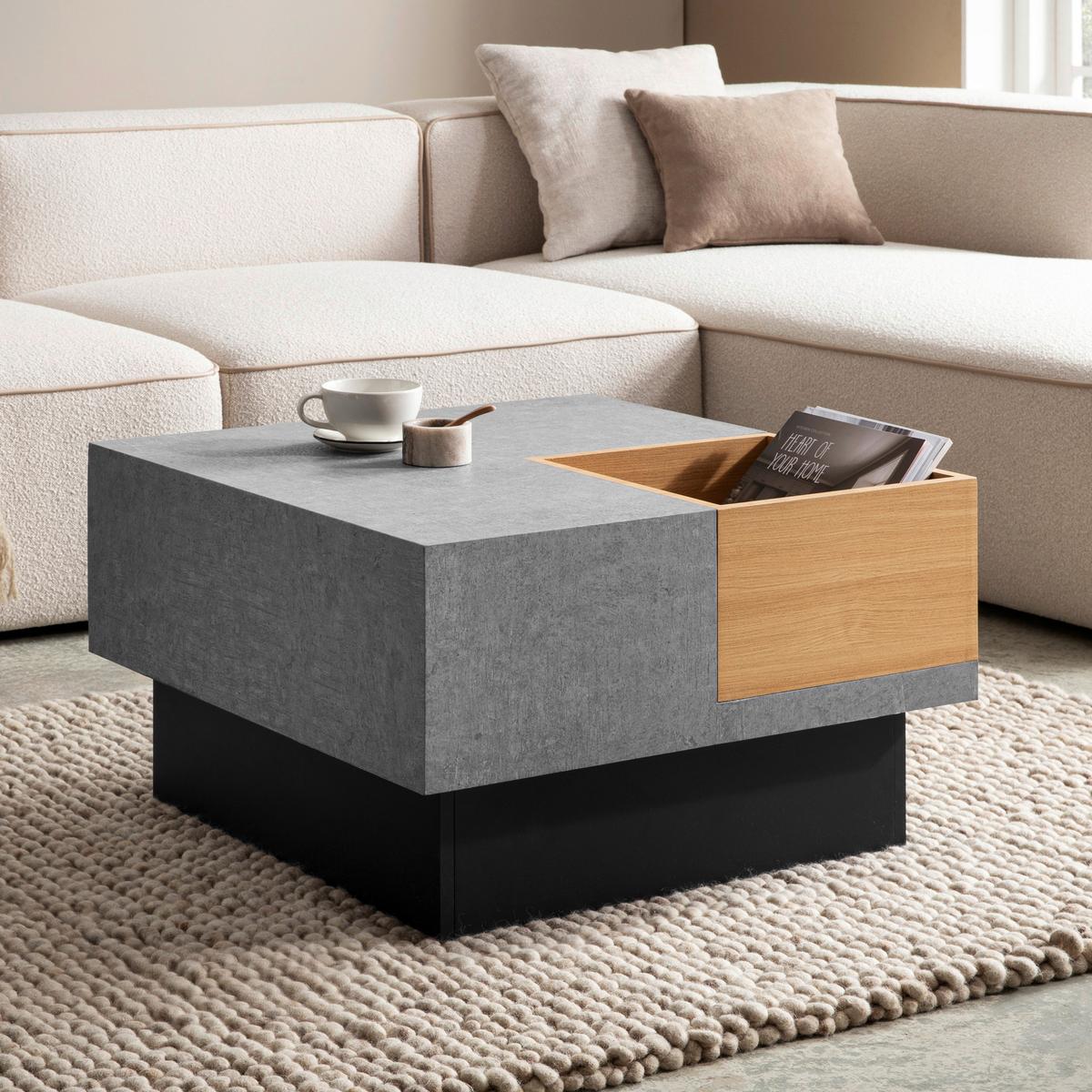 Couchtisch Grau L: 65 cm - Schwarz/Grau, Design, Holzwerkstoff (65/40/65cm) - Livetastic