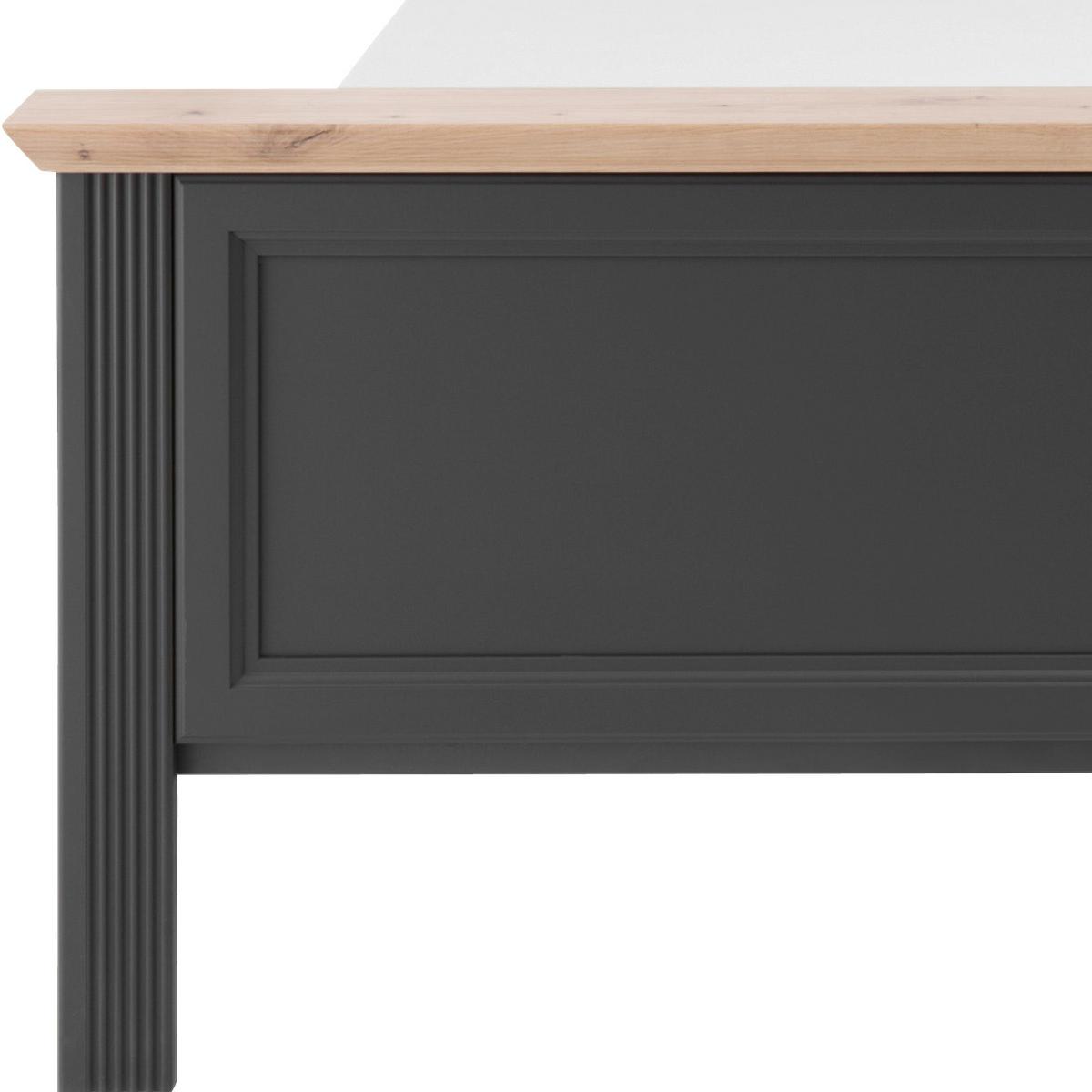 Doppelbett Landhaus-stil 180x200 Jasmin Ii Graphitfarb. - Graphitfarben/Schwarz, LIFESTYLE, Holzwerkstoff (180/200cm)