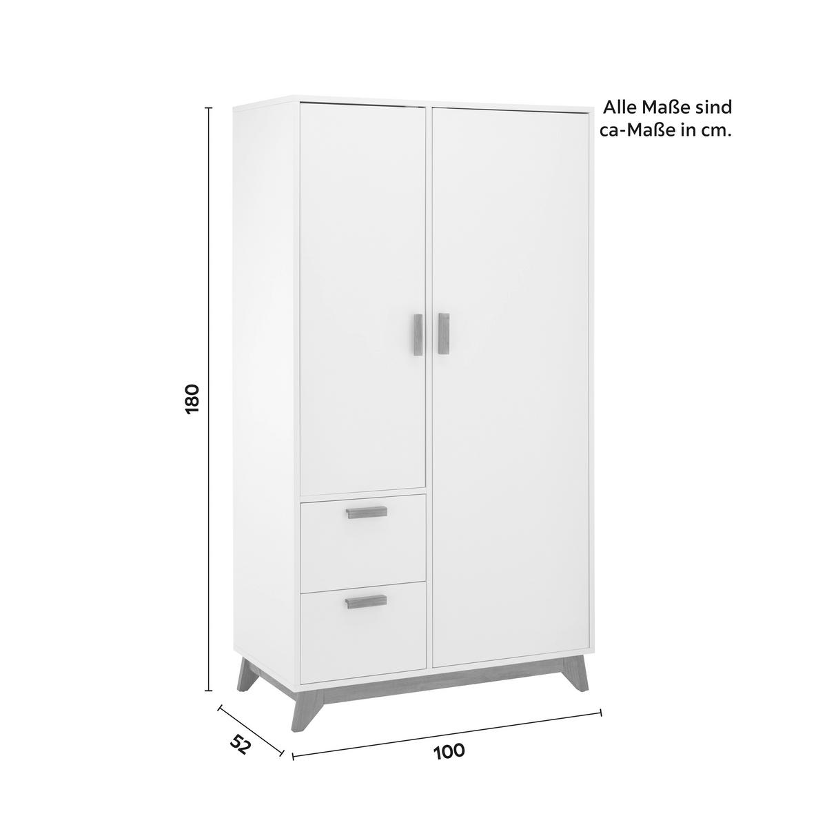 Šatní skříň MILAN 100cm - bílá/přírodní barvy, Moderní, dřevo (100/180/52cm) - Modern Living