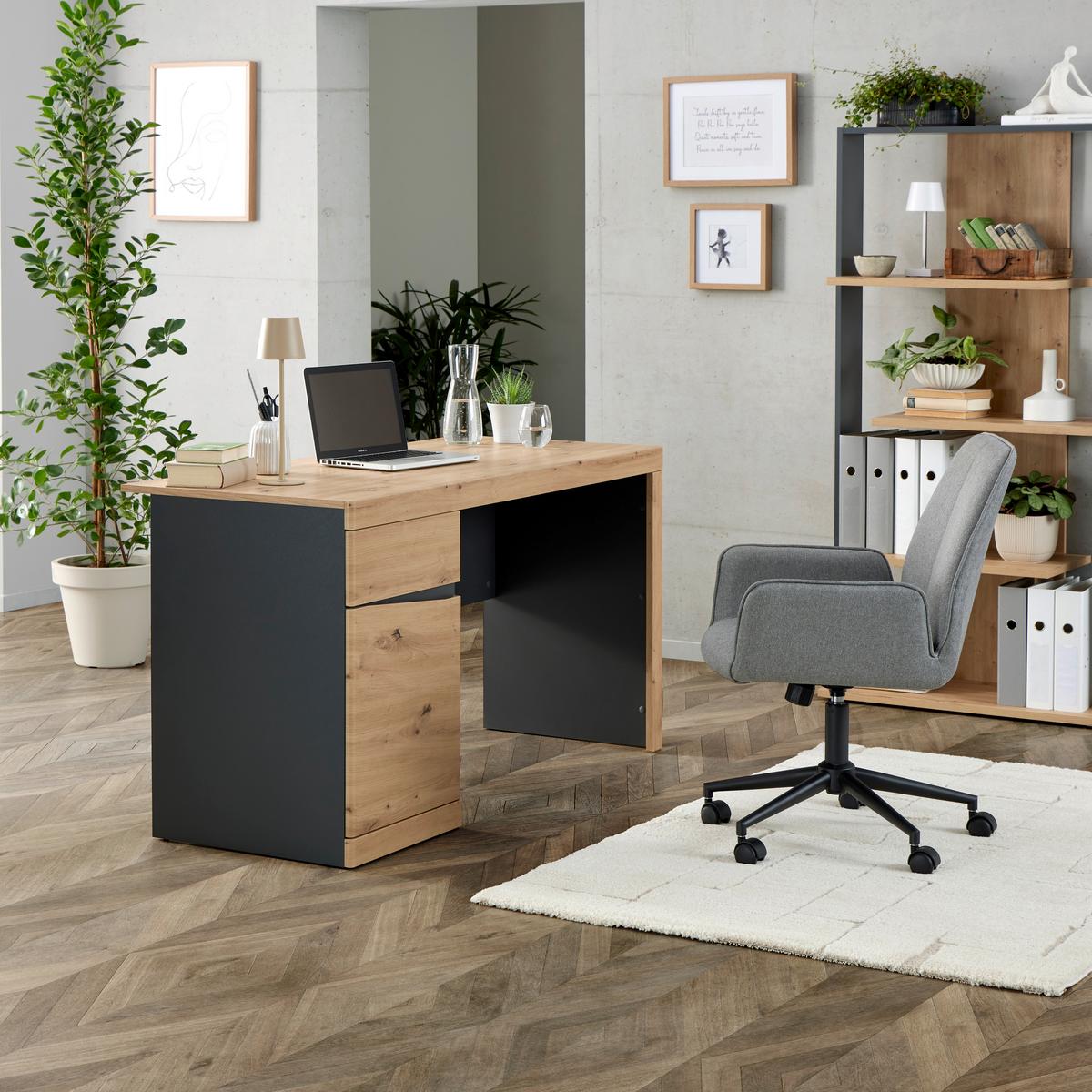 Schreibtisch Turino B: 140 Cm Artisan Eiche Dekor/anthrazit - Anthrazit/Eiche Artisan, MODERN, Holzwerkstoff (140/76,5/59,9cm)