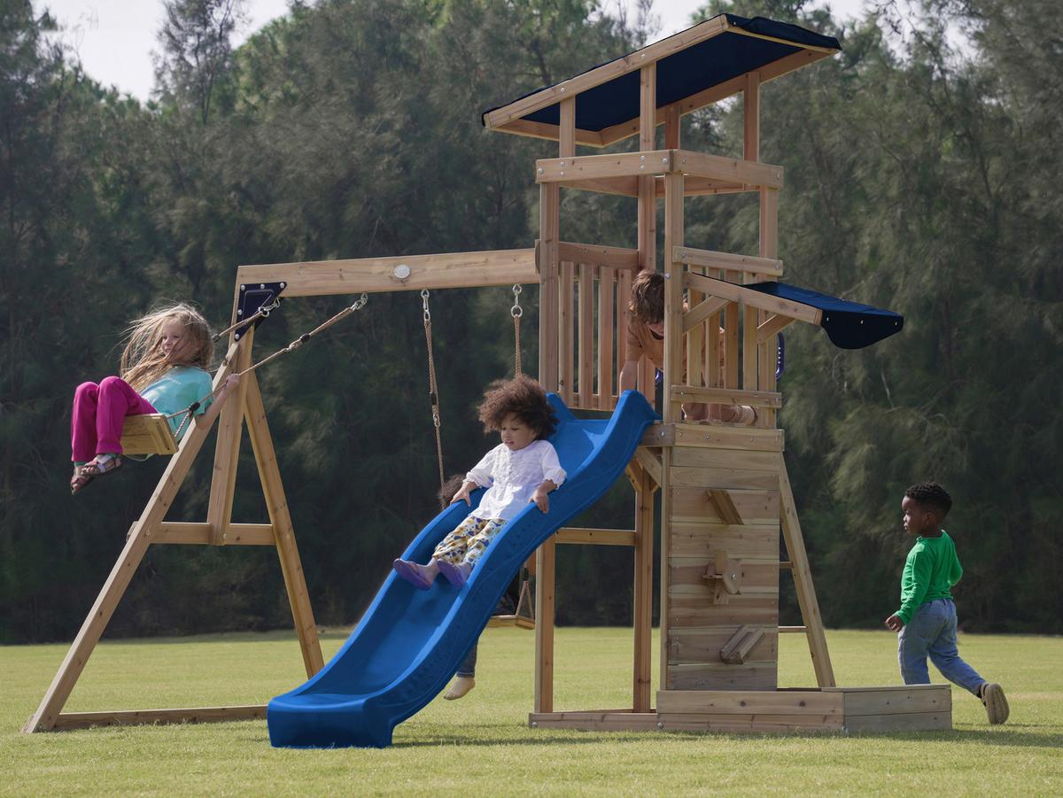 Spielturm A030.502.00 - Blau/Braun, KONVENTIONELL, Holz (345/270/336cm) - Ambia Garden