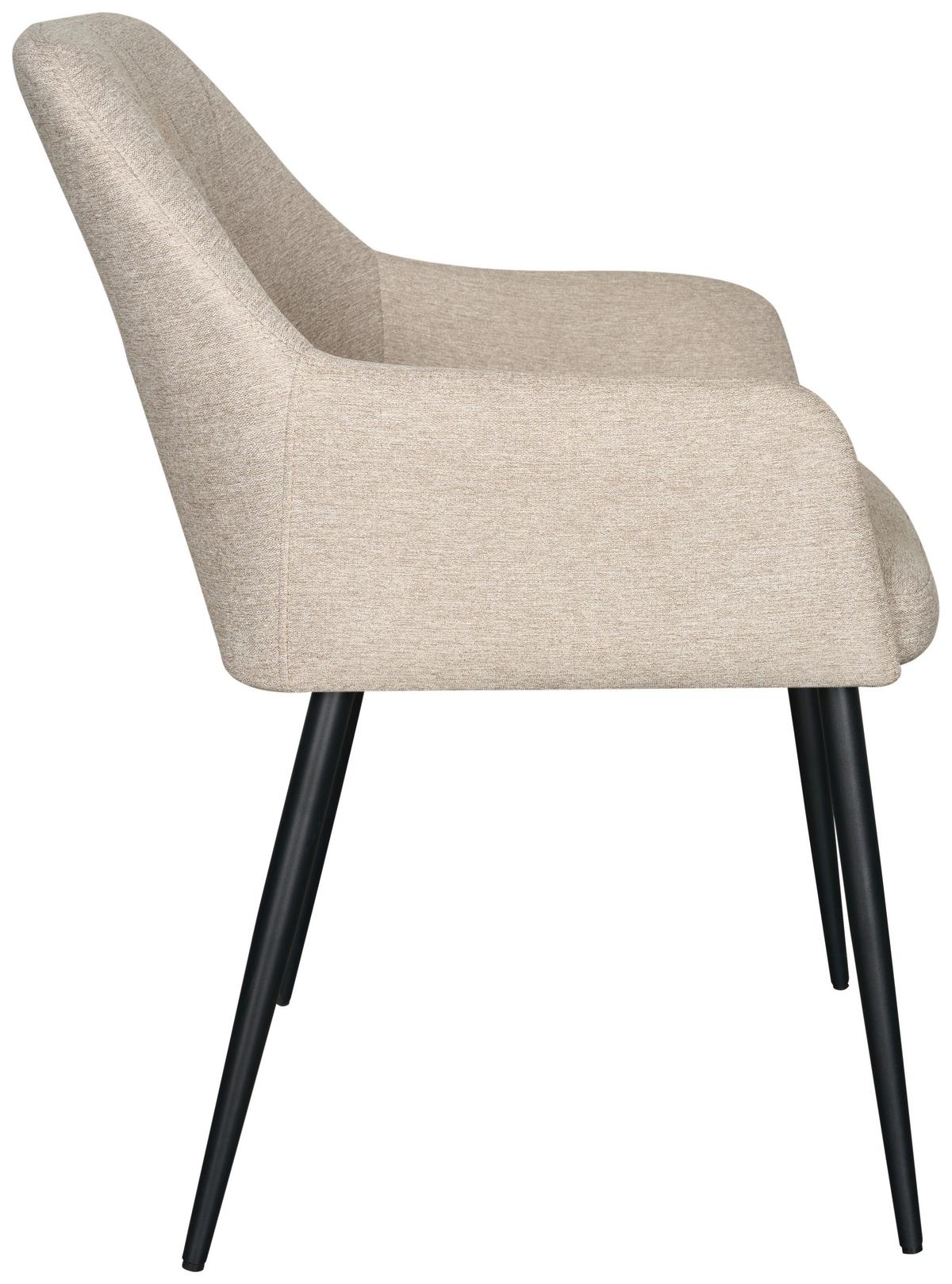 Armlehnstuhl Hardy Giga Webstoff beige, B: 56cm - Beige/Schwarz, MODERN, Textil/Metall (57/86/64cm)