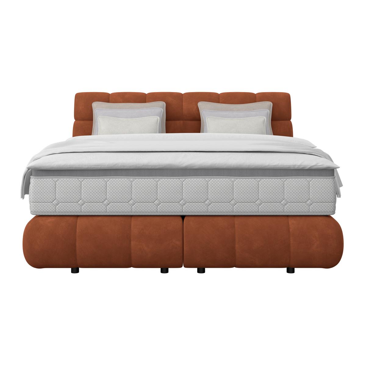 Boxspringbett Nobu O. Matratze Rostfarben, Lf: 160x200 cm - Rostfarben/Schwarz, Trend, Holz/Textil (160/200cm)