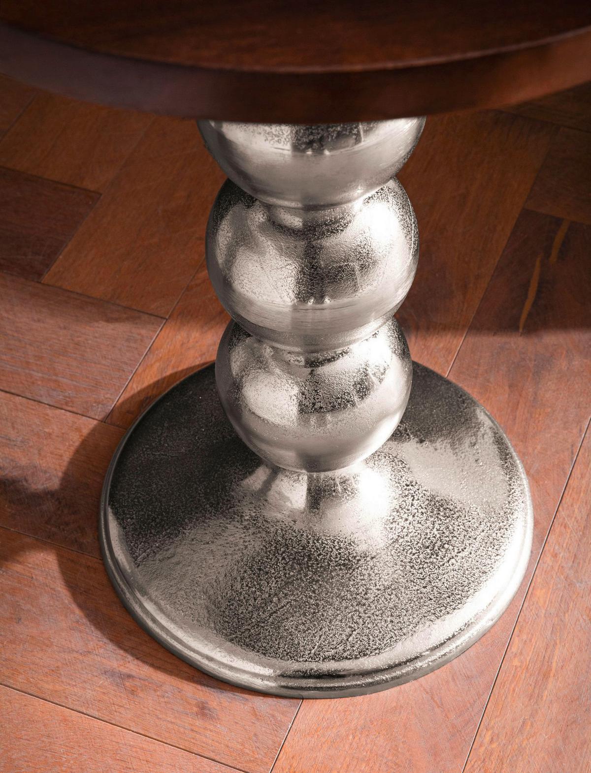 Beistelltisch Braun, Silberfarben L: 50 cm - Silberfarben/Braun, Design, Holz/Metall (50/50/61,5cm) - Livetastic