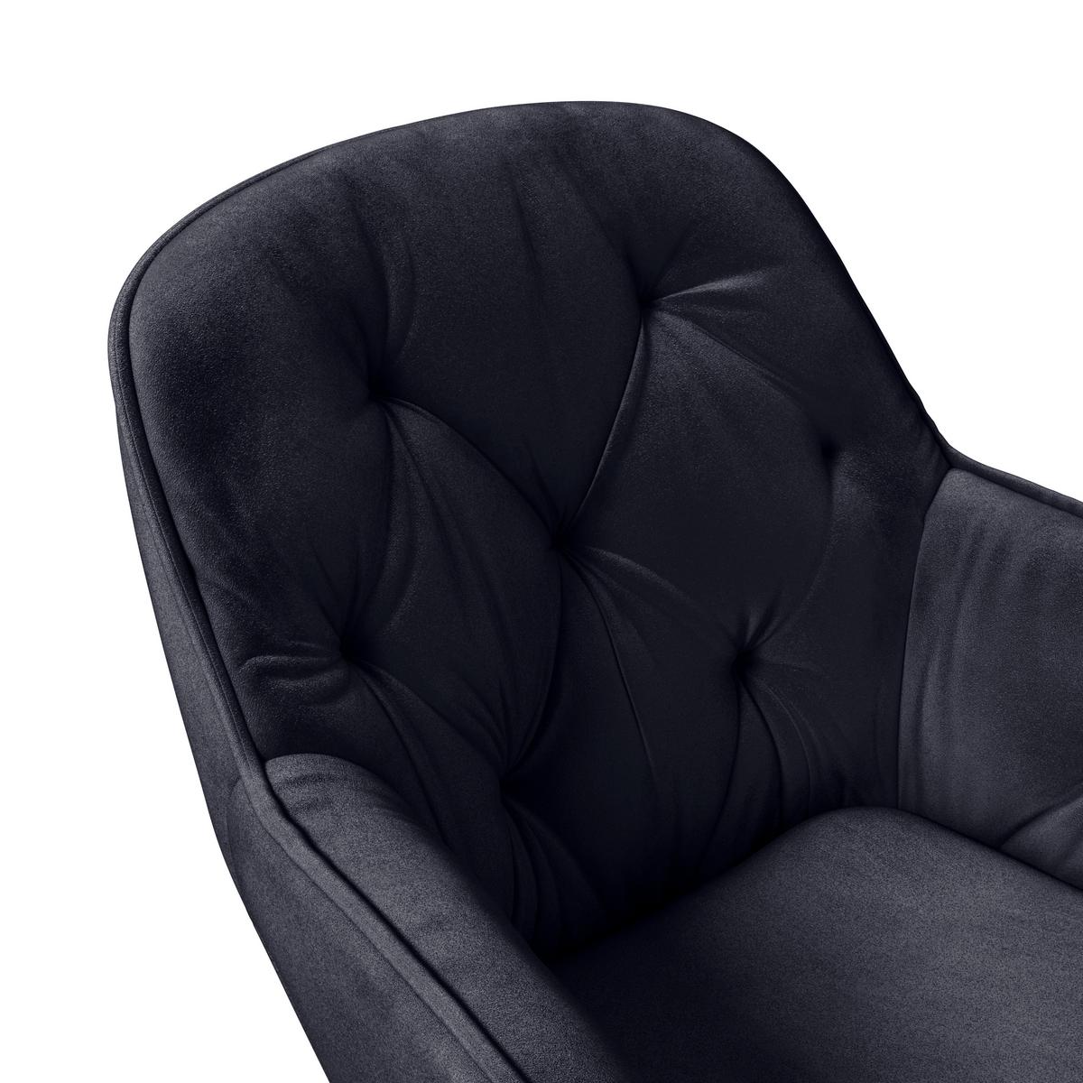Armlehnstuhl Silvi Samt Schwaz 360° drehbar - Schwarz, KONVENTIONELL, Textil/Metall (62/85/62cm)