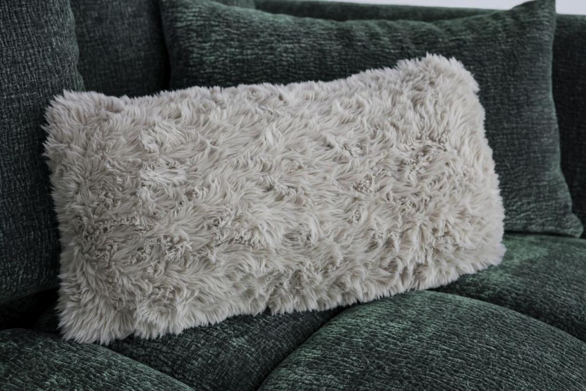Sada polštářů CAMMELLIO, šedobéžový plyš, vzorovaná tk. - světle šedá/šedobéžová, Moderní, textil - Mömax