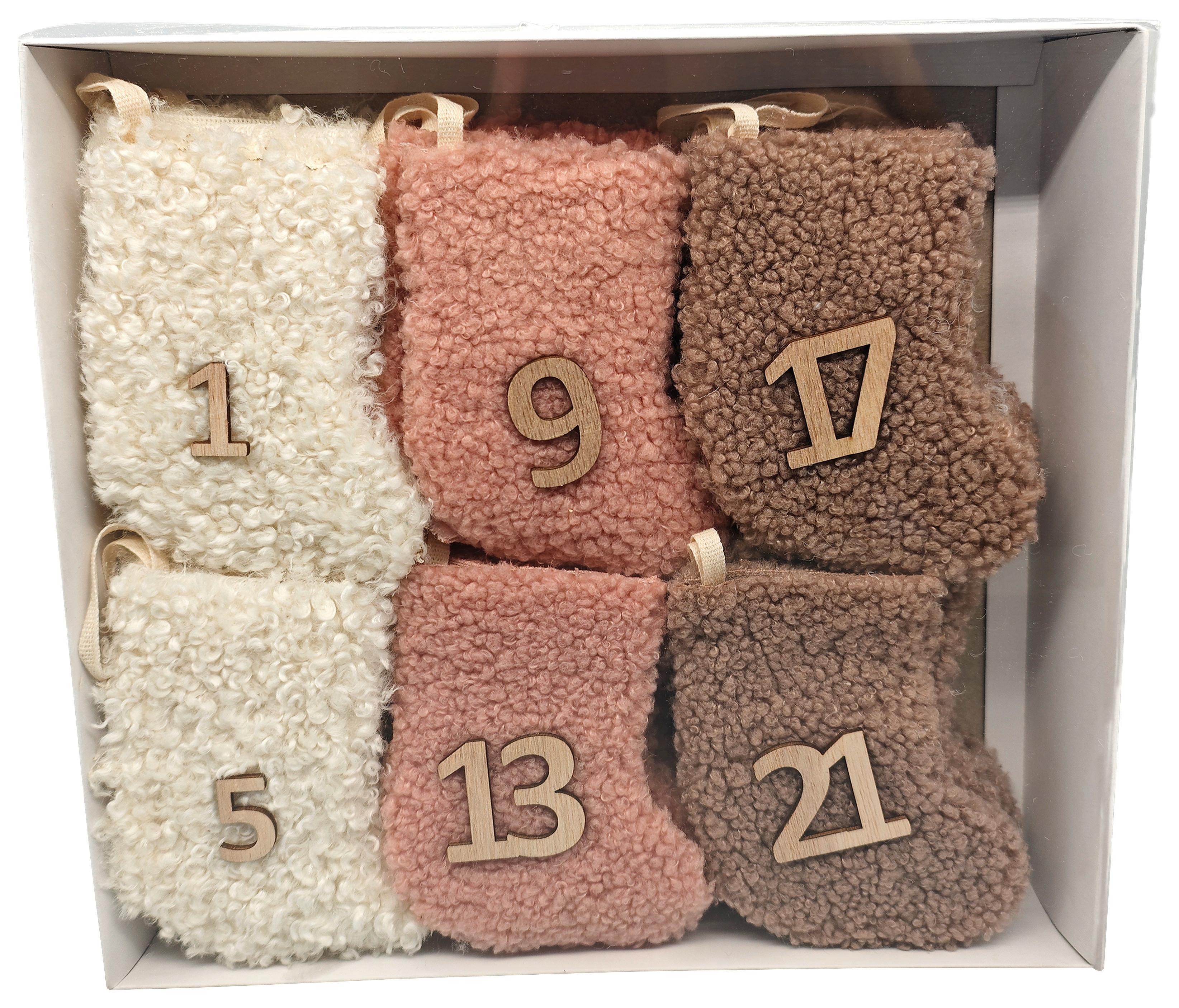 Advetný kalendár SOCKS - ružová/tmavoružová, Konventionell, textil - Mömax