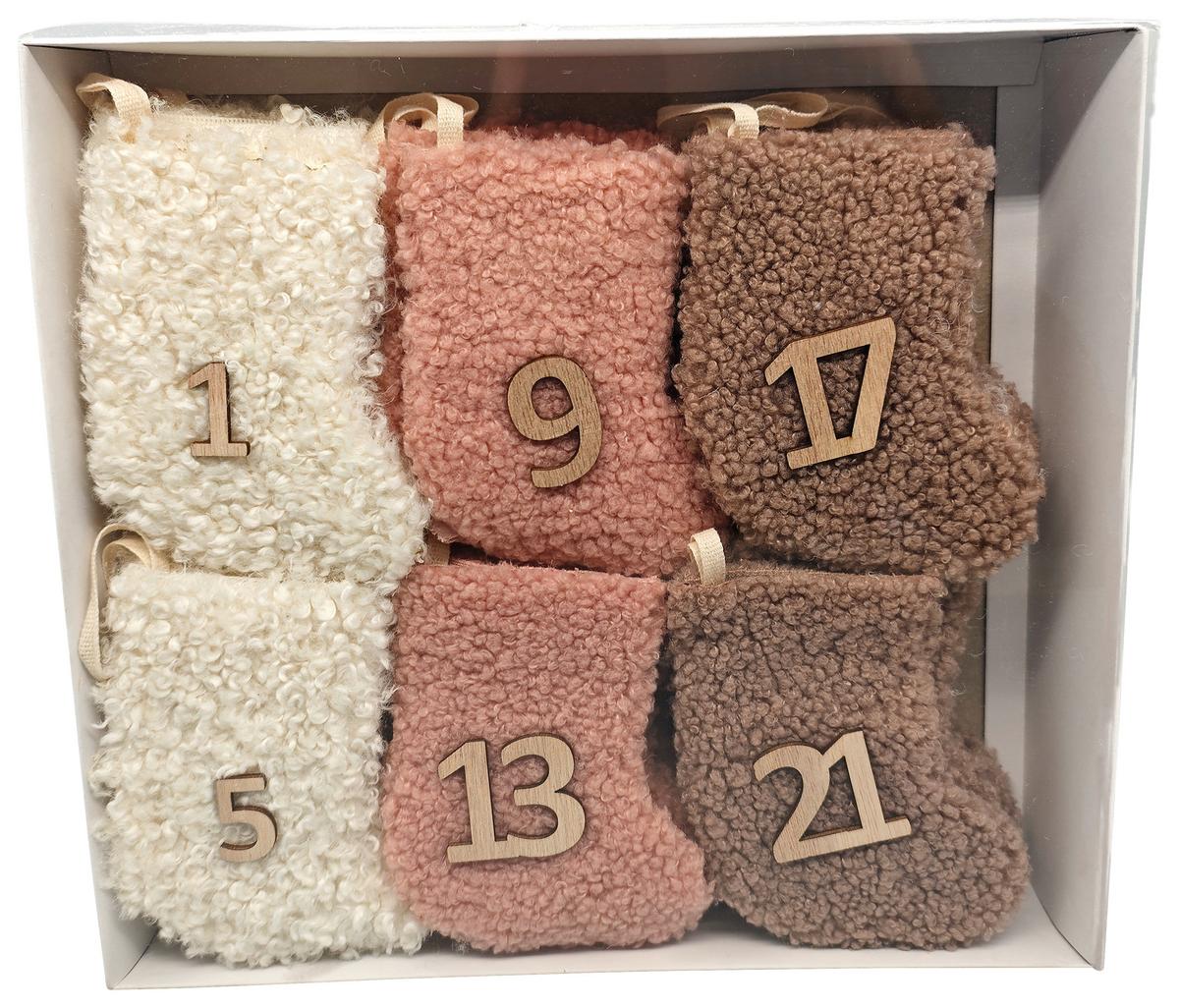 Advetný kalendár SOCKS - ružová/tmavoružová, Konventionell, textil - Mömax