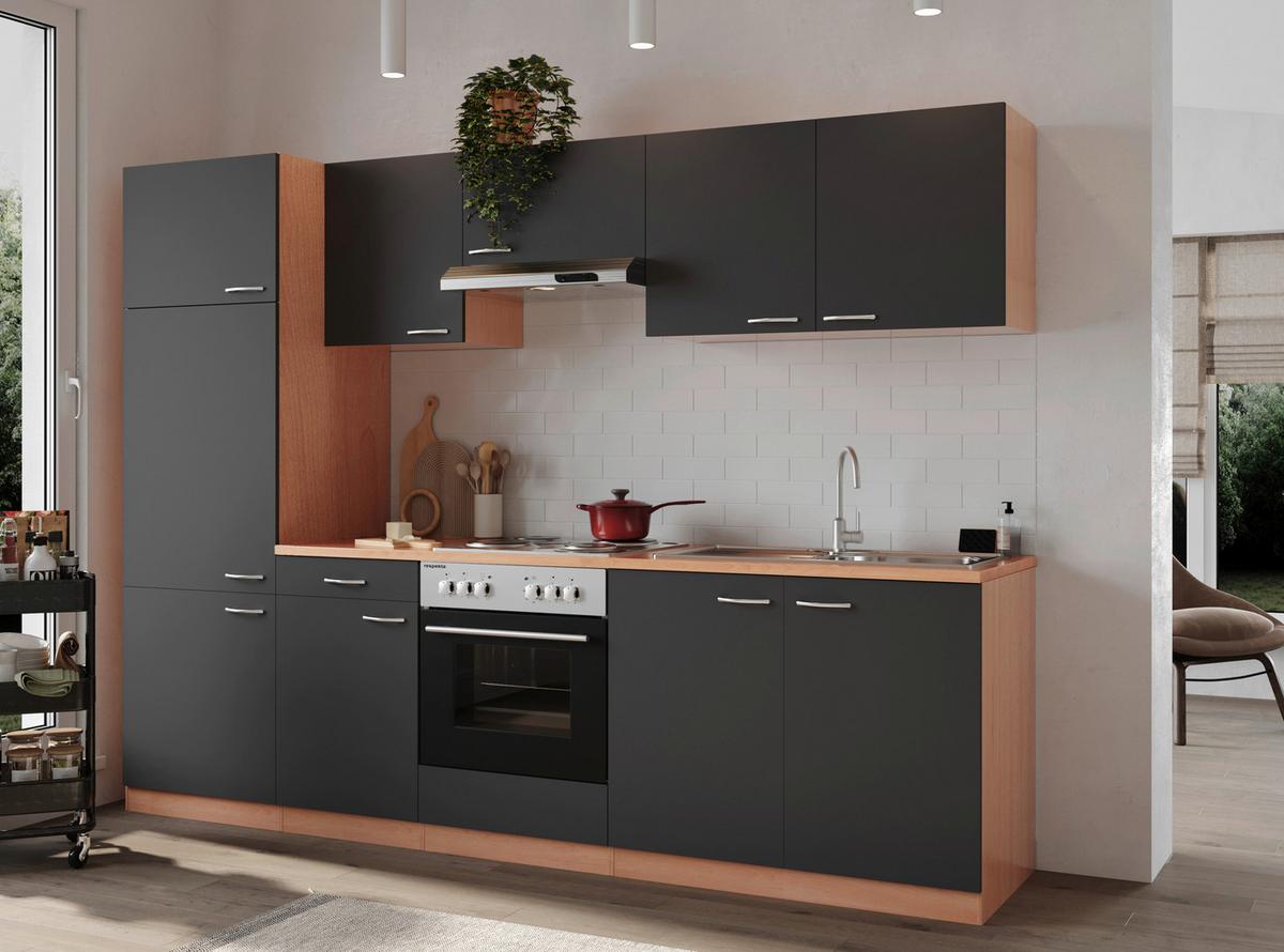 Küchenblock Gerda Küchenblock 270 cm - Buchefarben/Grau, Basics, Holzwerkstoff (270cm) - Respekta