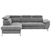 Ecksofa Mit Schlaffunktion Und Bettkasten Gisele Grau - Chromfarben/Hellgrau, KONVENTIONELL, Textil (209/256cm) - Livetastic