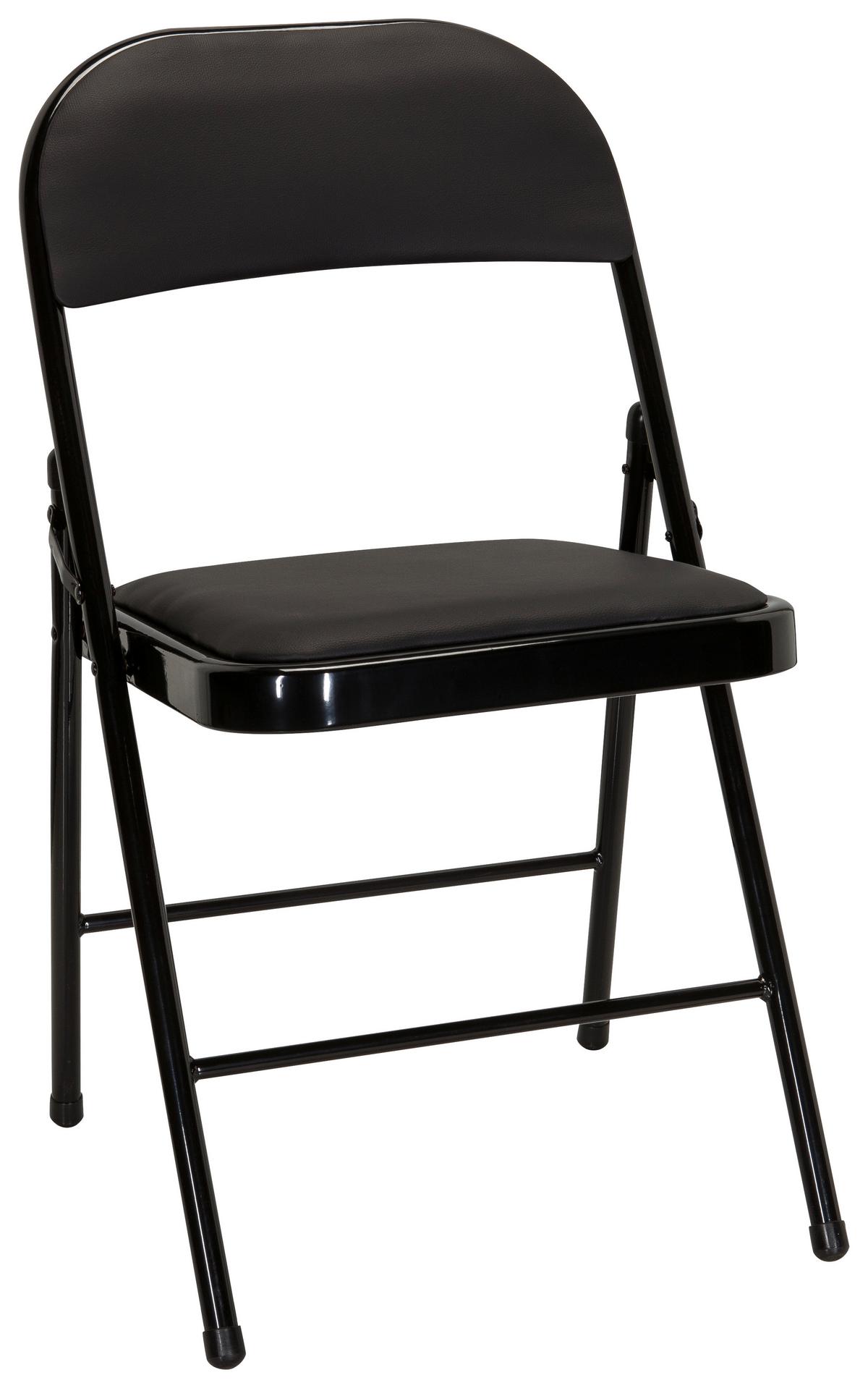 Klappstuhl Tudela Pu Schwraz Lederlook - Schwarz, Basics, Textil/Metall (44/80/49cm) - MID.YOU