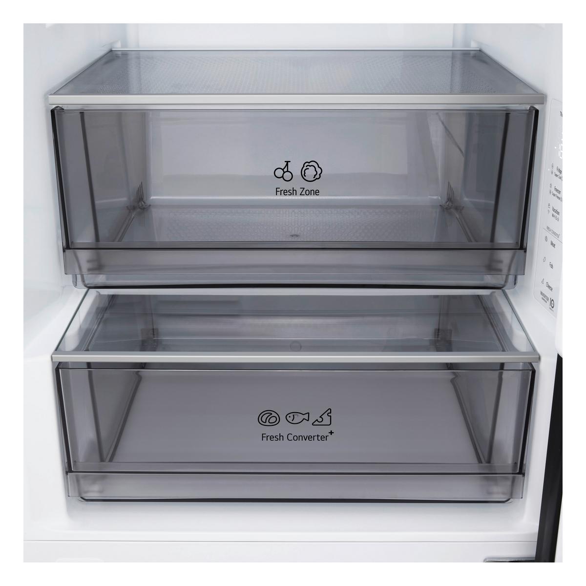 Kühl-Gefrier-Kombination GBBSJ 2CCEP, gesamt Vol. ca 375 L - Schwarz, Basics, Metall (59,7/203/67,4cm) - LG