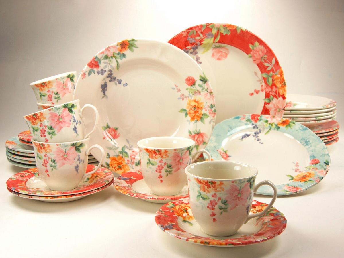 Kombiservice Crimson Keramik 6 Personen Geschirr Set - Multicolor, Basics, Keramik (40/32,5/32,5cm) - Creatable