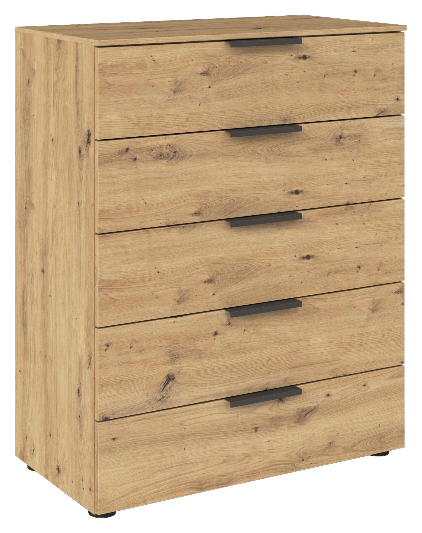 Kommode 80 cm Flipp Eiche/Graphitfarben - Schwarz/Graphitfarben, MODERN, Holzwerkstoff (80/100/42cm) - Rauch Möbel