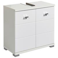 Waschbeckenunterschrank Pool B: 60 cm Weiß Stehend - Weiß Hochglanz/Silberfarben, Basics, Holzwerkstoff (60/57/31cm) - Livetastic