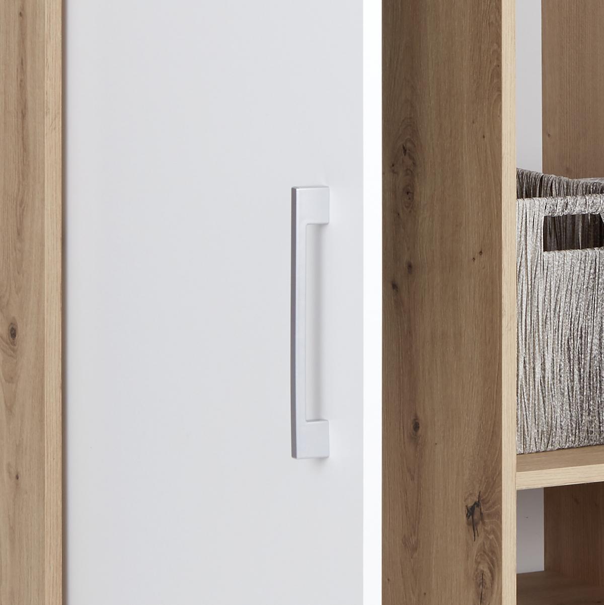 Kleiderschrank Mit Fächern 98cm Box, Weiß/eiche Dekor - Weiß/Eiche Artisan, MODERN, Holzwerkstoff (98/205/55cm) - Ondega