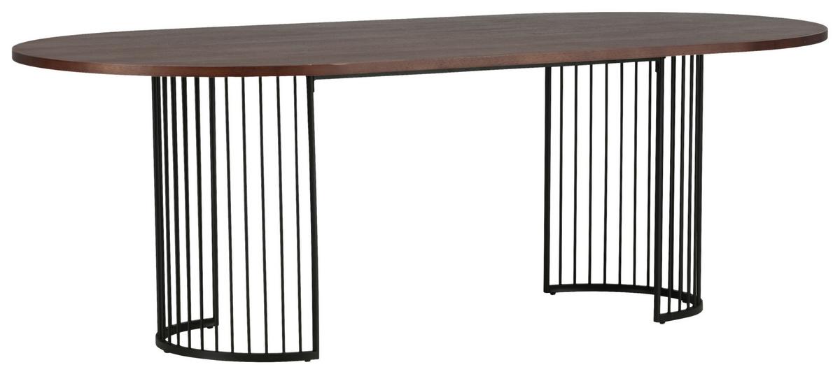 Esstisch Hamneksär - Dunkelbraun/Schwarz, Design, Holzwerkstoff/Metall (220/110/75cm) - Livetastic