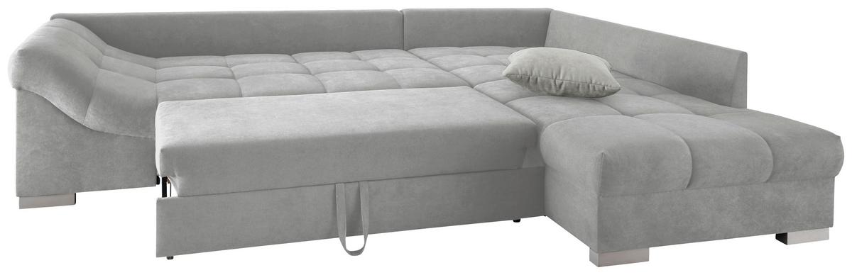 Eckschlafsofa Alvito Hellgrau S: 298/202 Cm - Silberfarben/Hellgrau, Design, Textil (298/202cm) - MID.YOU