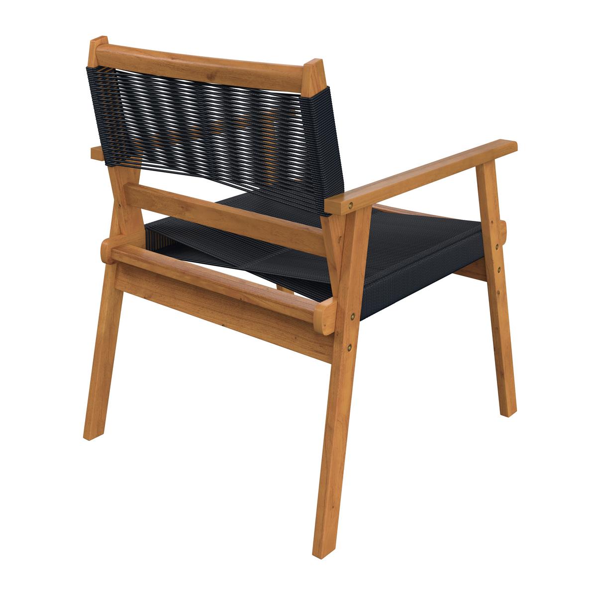 Terasová sedací souprava ENRICA - černá/barvy akácie, Moderní, dřevo/plast (120/84/70cm) - Bessagi Garden