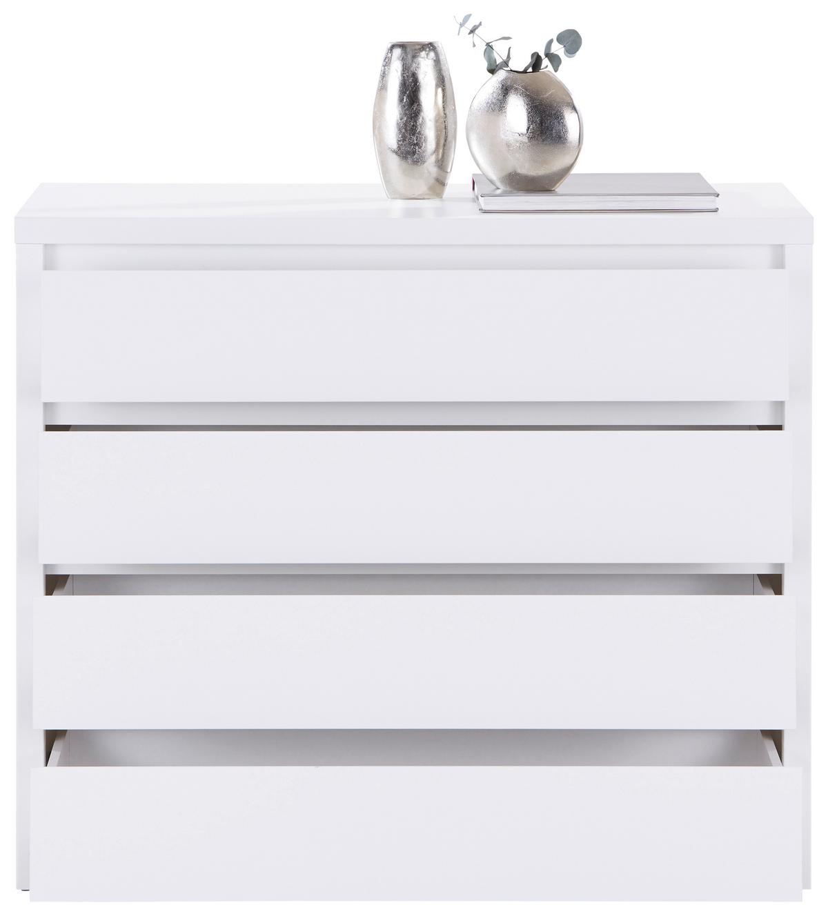 Kommode B: 105 cm Larios, Weiß - Weiß, MODERN, Holzwerkstoff (105/91/40cm)