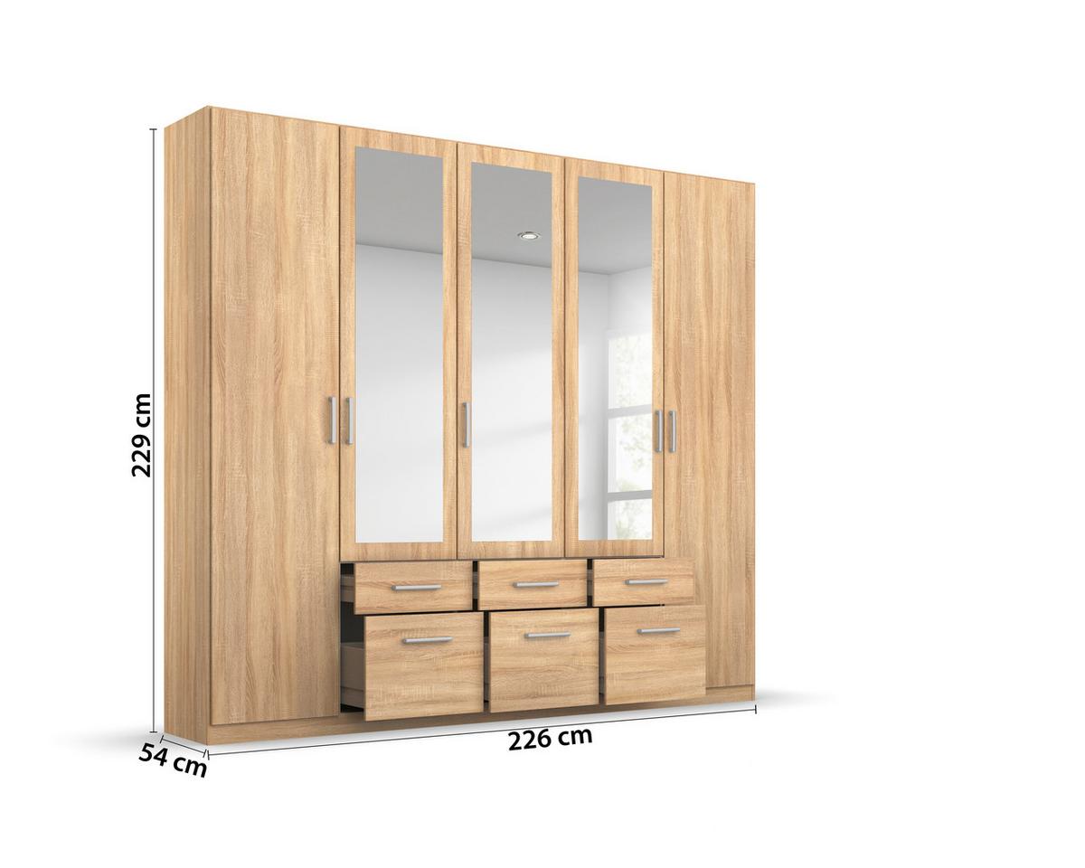 Drehtürenschrank Bingen S. Eiche D. B: 226cm - Sonoma Eiche, MODERN, Holzwerkstoff (226/229/54cm) - Rauch Möbel