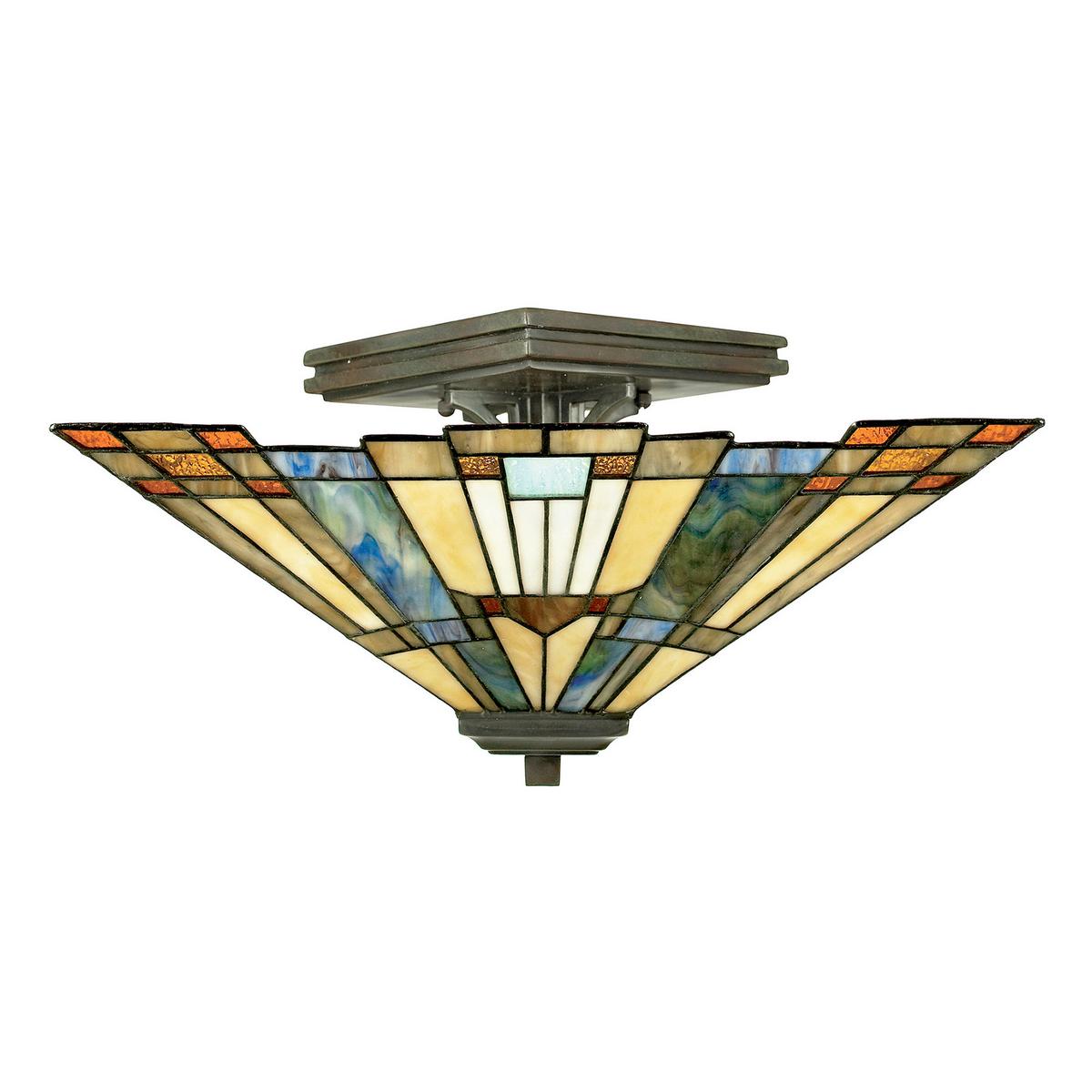 Deckenleuchte Qz-Inglenook-Sf  Tiffany - Bronzefarben, KONVENTIONELL, Glas/Metall (35.6/20.3cm) - Elstead Lighting