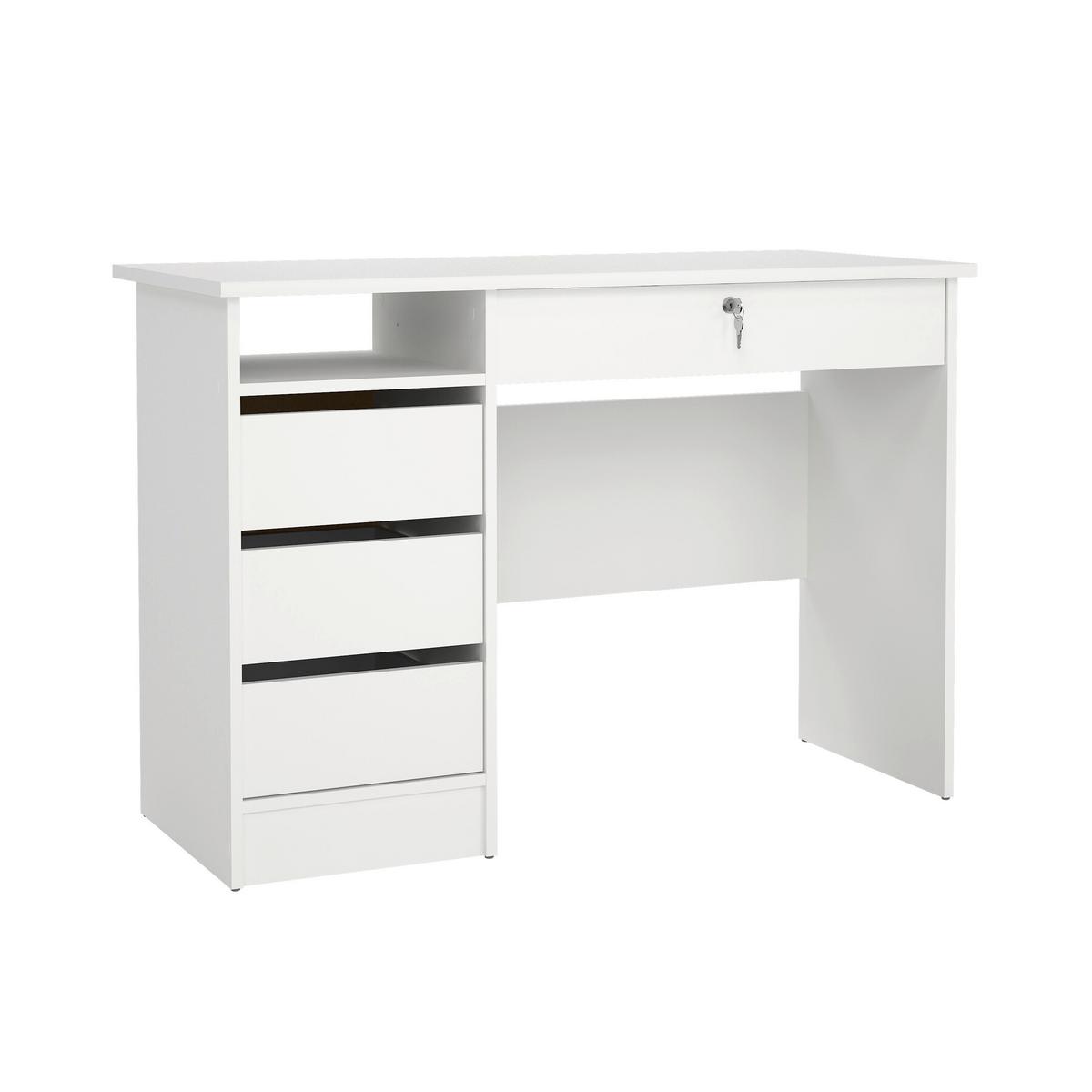 Schreibtisch Function Plus,weiß,l: 109,3 cm - Weiß, MODERN, Holzwerkstoff (109,3/48,5/75,6cm) - MID.YOU