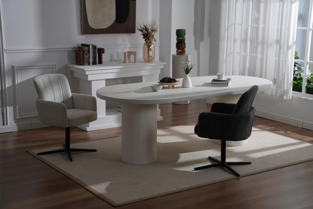 Armlehnstuhl Allison Leinenoptik Grau, B: 58 Cm - Dunkelgrau/Schwarz, LIFESTYLE, Holz/Textil (58/86/64cm) - Livetastic