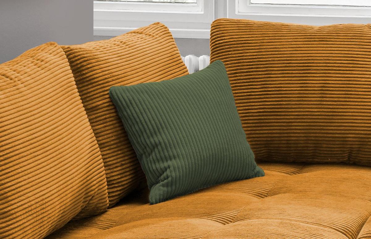 Rohová sedačka ALVITO, levá, koňakový manšestr - černá/tmavě zelená, Design, dřevo/textil (202/298cm) - MID.YOU