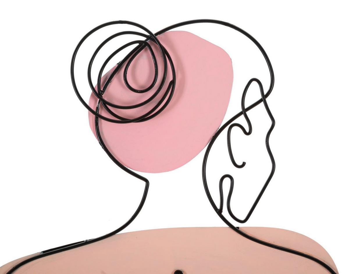 Wanddeko Lady W/ Flower Beige/graugrün/rosa B: 80 Cm - Beige/Rosa, Basics, Metall (80/90/1.3cm)