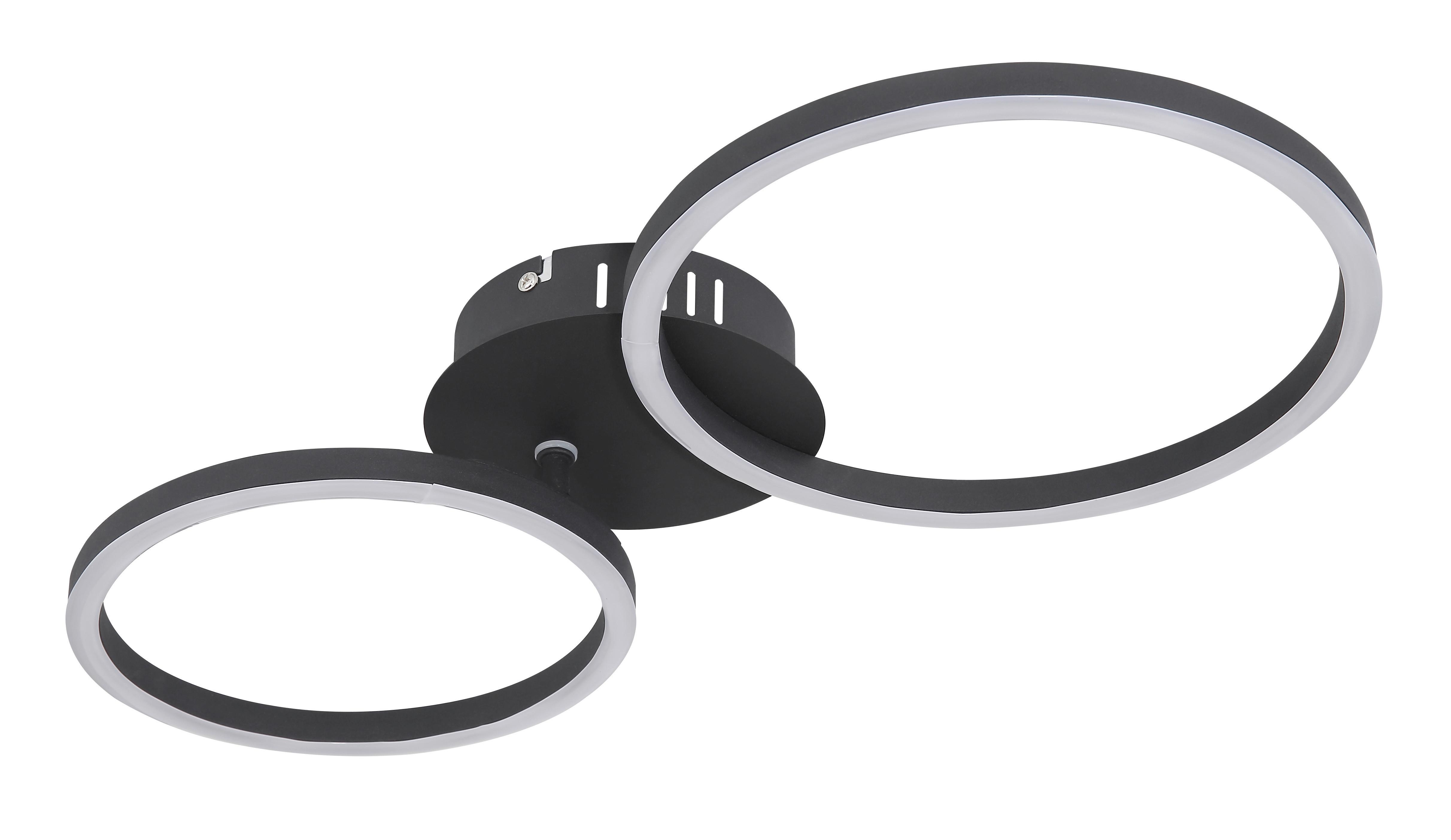 LED-Deckenleuchte Kendy L: 49 cm - Opal/Schwarz, Basics, Kunststoff/Metall (49/25/7,2cm) - Globo