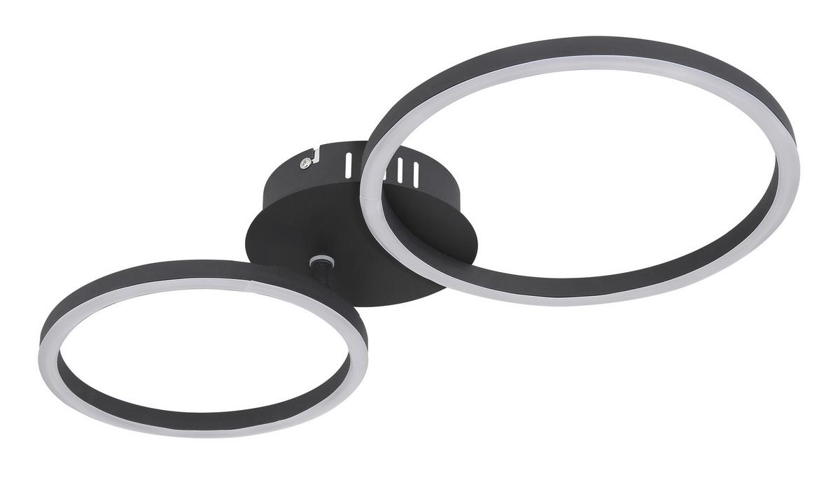 LED-Deckenleuchte Kendy L: 49 cm - Opal/Schwarz, Basics, Kunststoff/Metall (49/25/7,2cm) - Globo