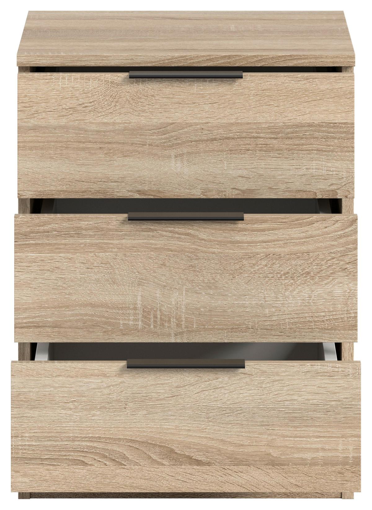 Nachtkästchen Kopenhagen Sonoma Eiche B: 45 Cm - Schwarz/Sonoma Eiche, MODERN, Holzwerkstoff (45/60/40cm) - MID.YOU