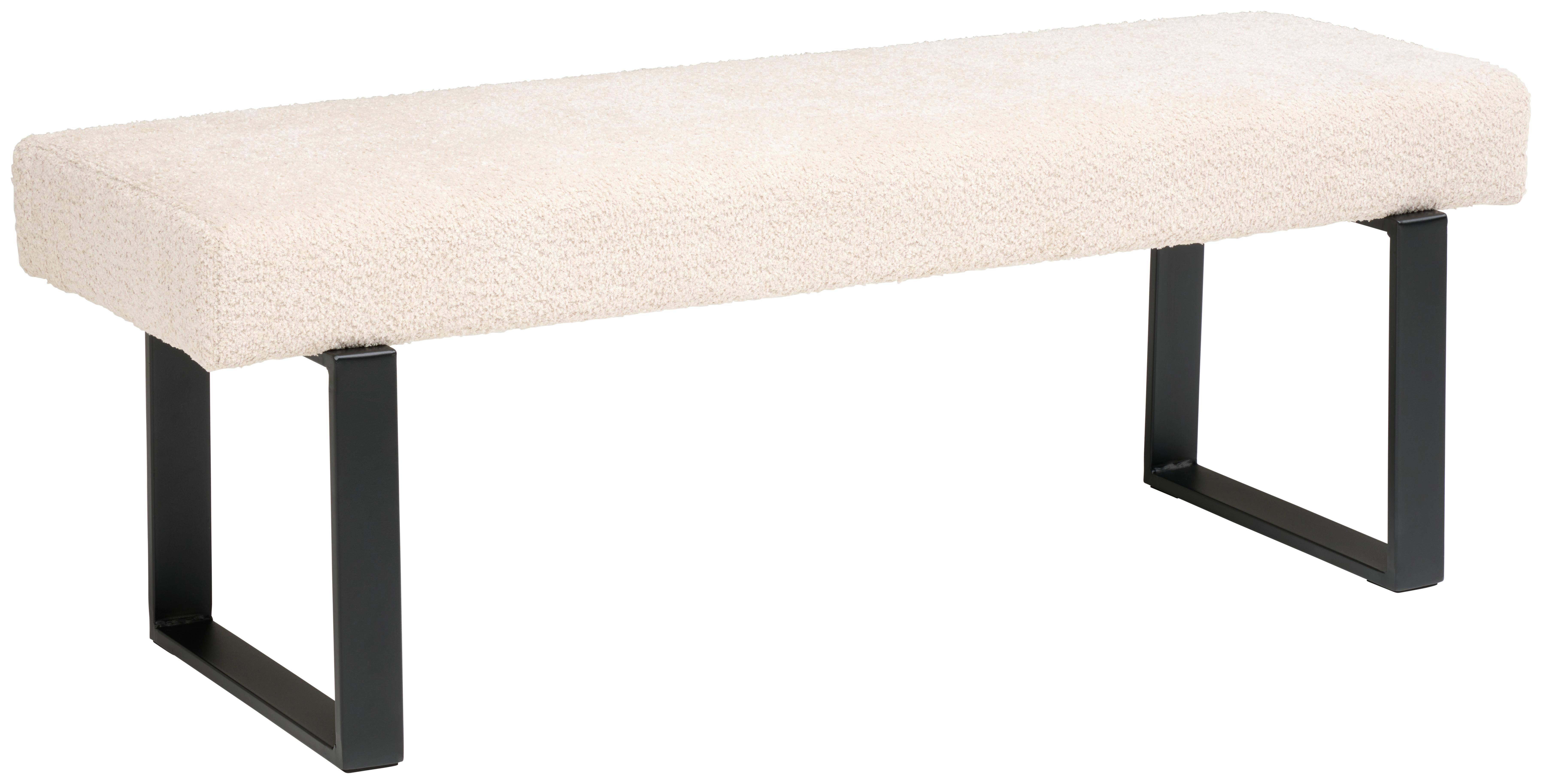 Sitzbank Kea ohne Lehne beige, B: 140 cm - Beige/Schwarz, KONVENTIONELL, Textil/Metall (140/49/47cm) - Livetastic