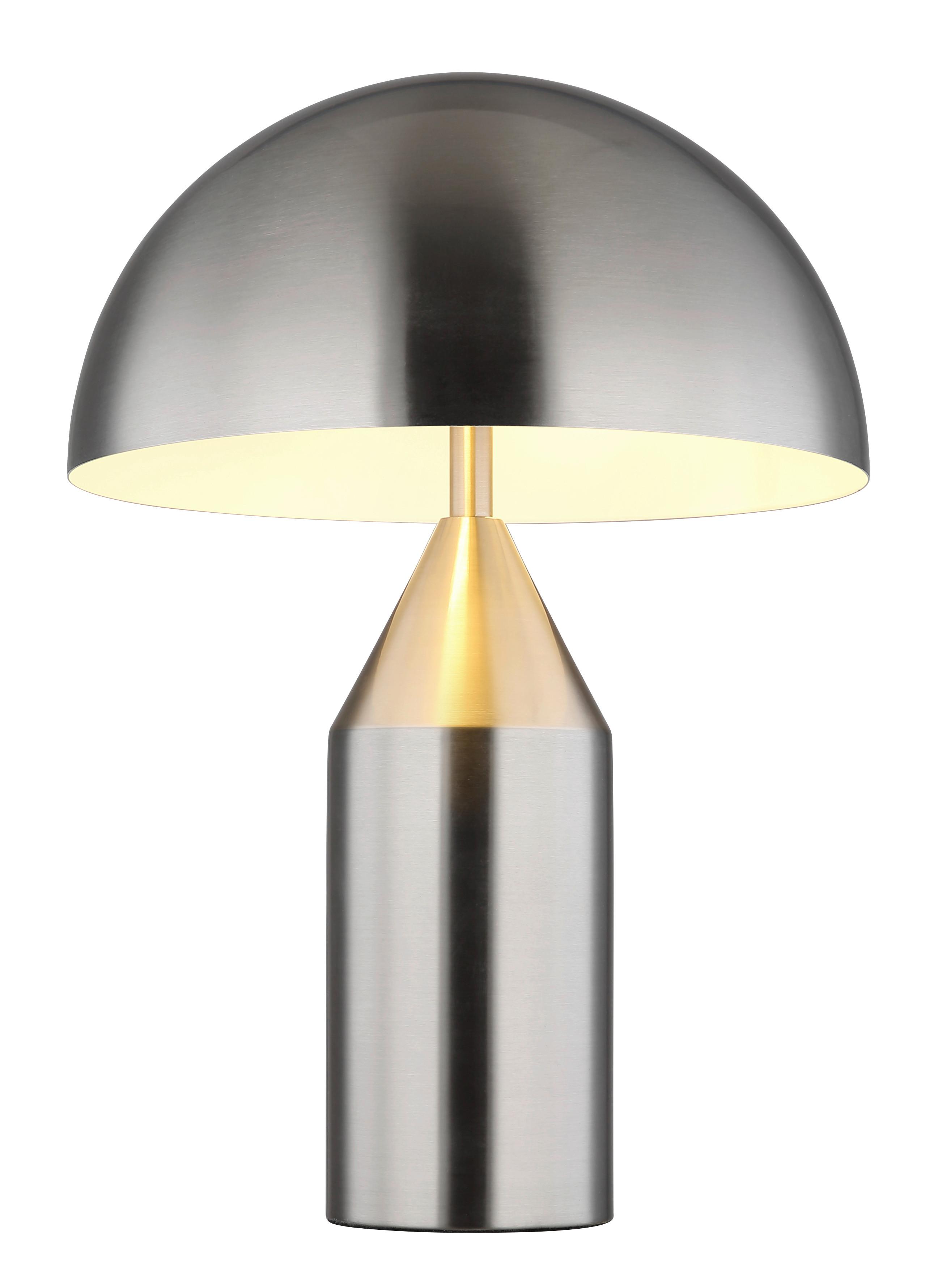 STOLNÁ LAMPA ATOMA - biela/niklová, Design, kov (28/39cm) - Globo