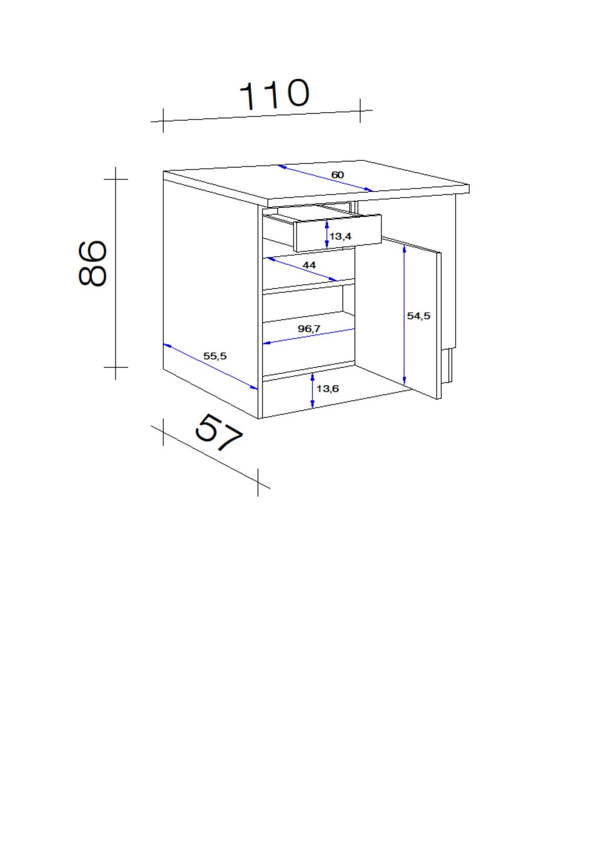 Eckunterschrank in Weiß