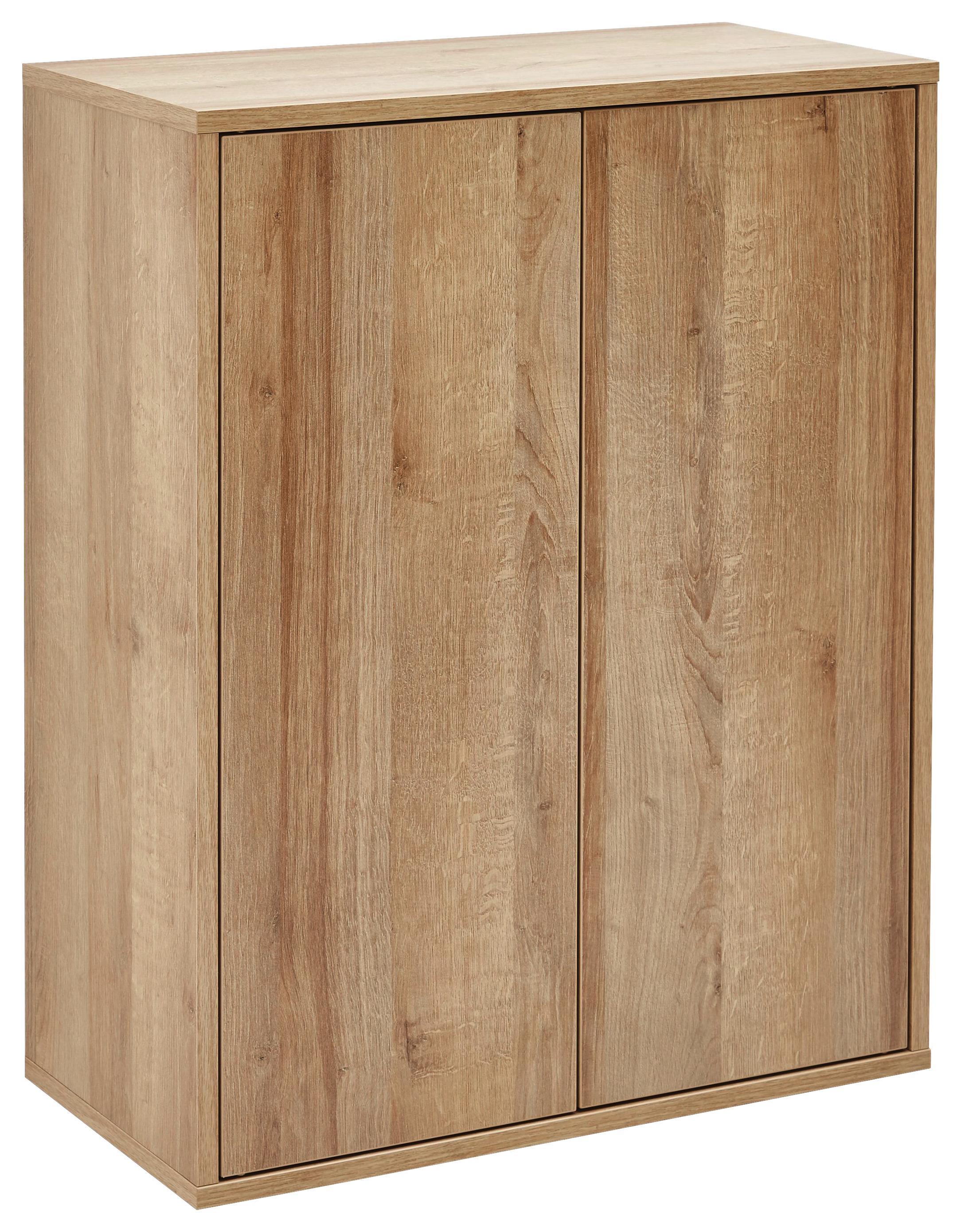 Midischrank Finn B:60cm Eiche/dekor - Eichefarben, MODERN, Glas/Holzwerkstoff (60/75/30,5cm) - Fackelmann